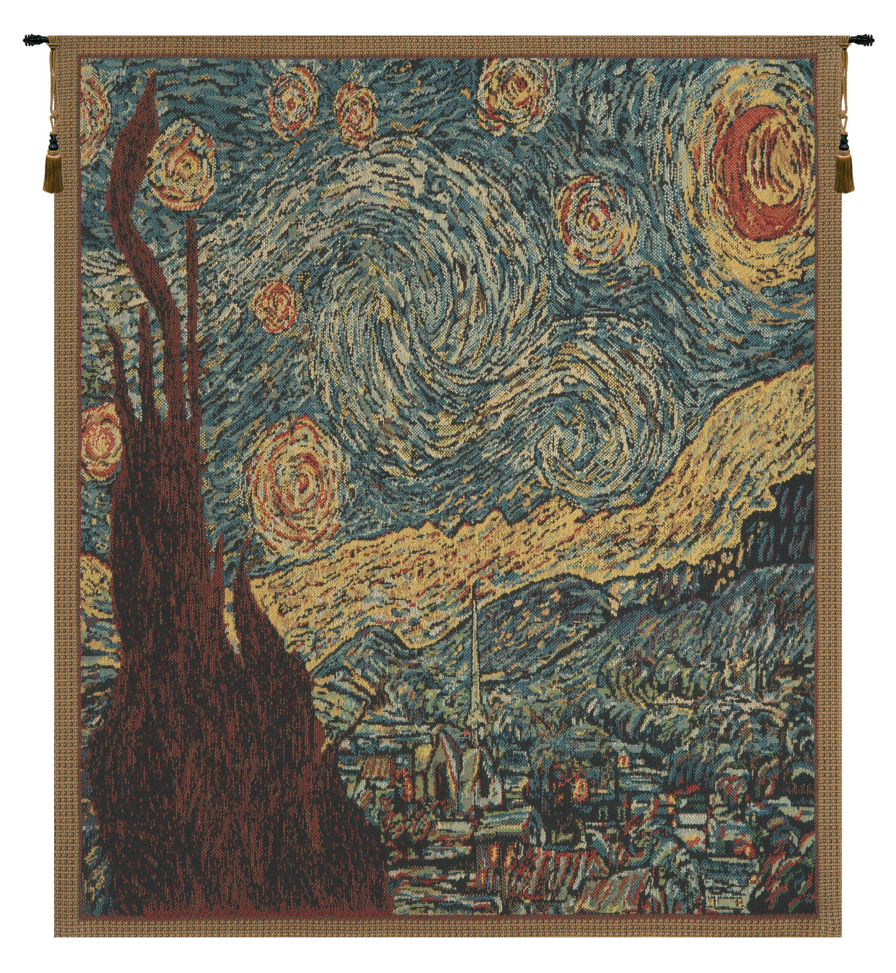 Vincent Van Gogh Starry Night Mini Vintage Tapestry Wall Hanging 21 x 18 in