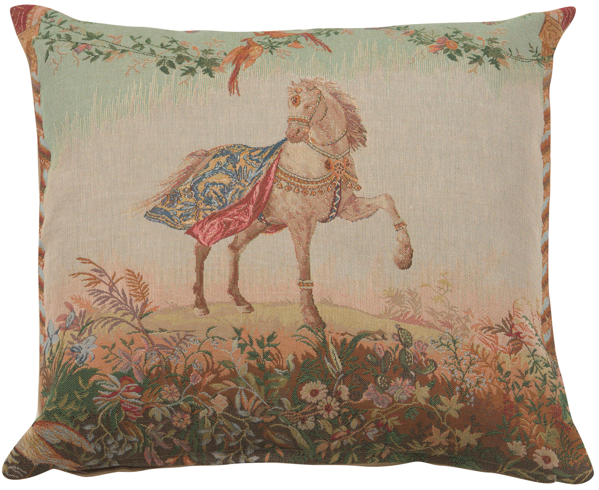 Jean Baptiste Huet Cheval Large Tapestry Pillow Cover 19x19 Inch Cotton Jacquard Woven Cushion Cover