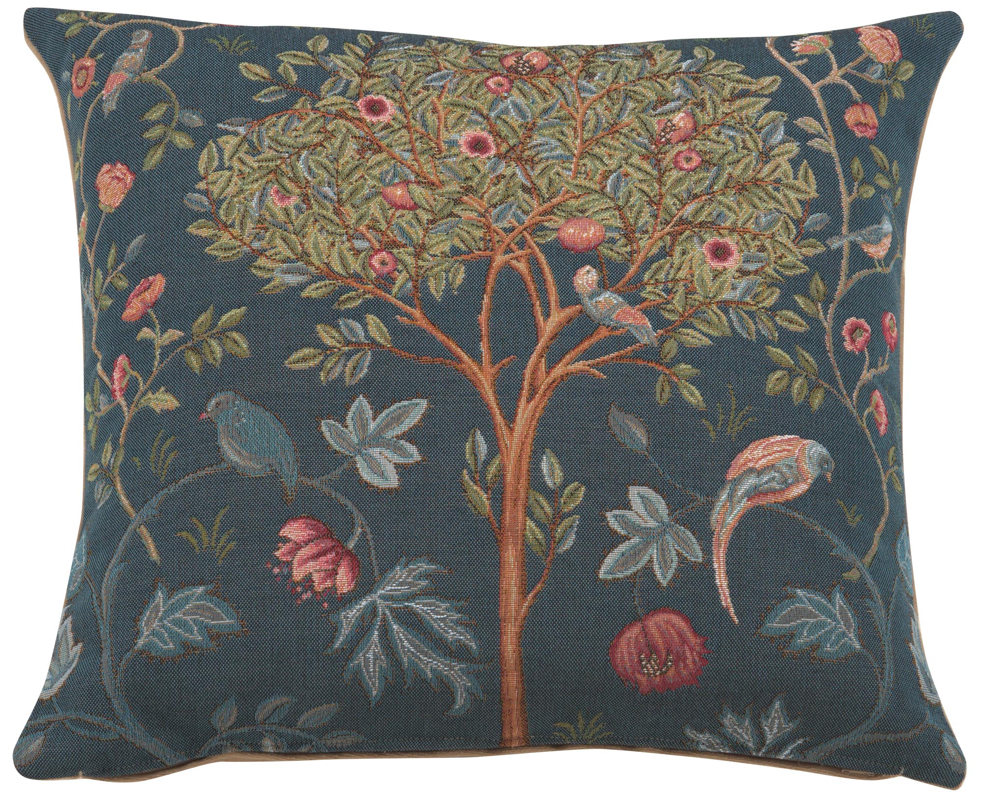 Kelmscott Tree Blue French Tapestry Pillow Cover 19x19 inch Cotton Jacquard Woven Cushion Cover