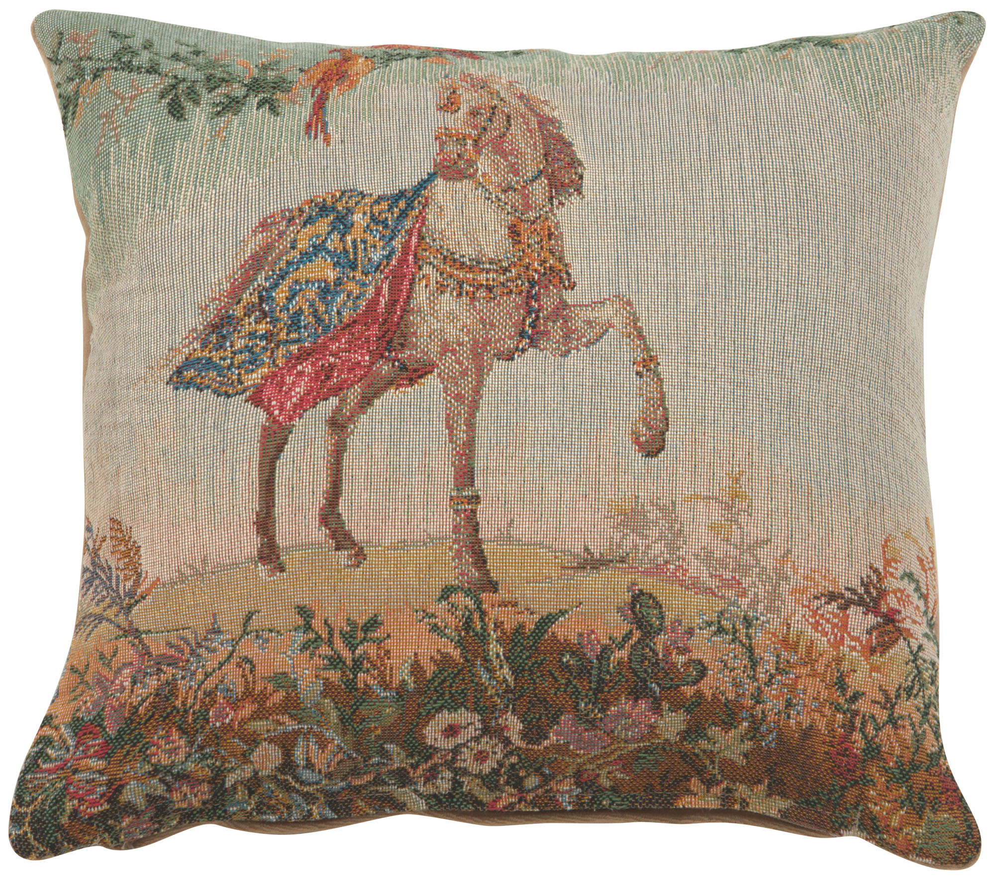 Jean Baptiste Huet Cheval Small Tapestry Pillow Cover 14x14 Inch Cotton Jacquard Woven Cushion Cover