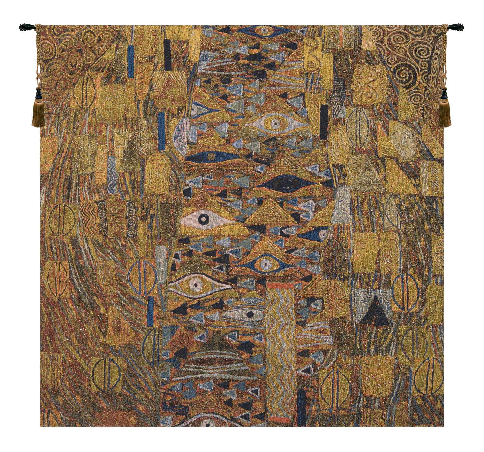 Gustav Klimt Patchwork Vintage Tapestry Wall Hanging 28 x 29 in Art Nouveau Abstract Jacquard Woven Wall Art