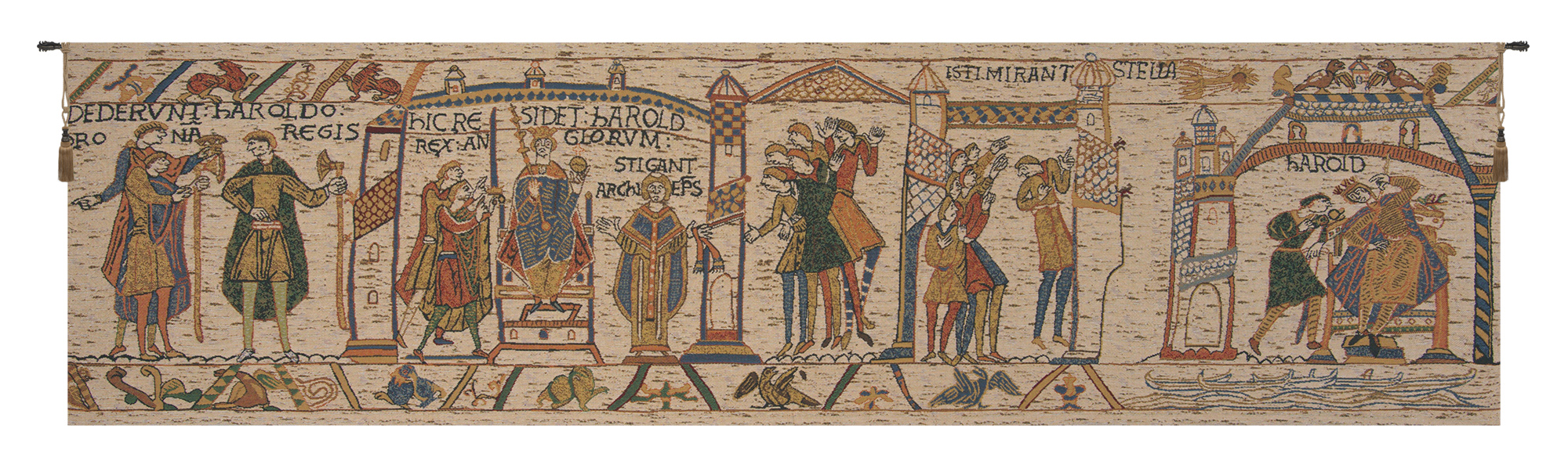 Bayeux King Harold Vintage Tapestry Wall Hanging 18 x 69 in