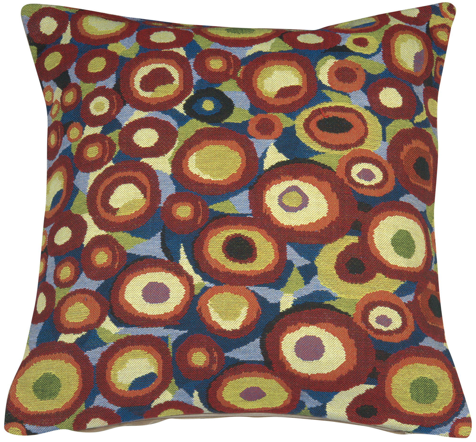 Gustav Klimt Circles Tapestry Pillow Cover 16x16 Inch Cotton Jacquard Woven Cushion Cover