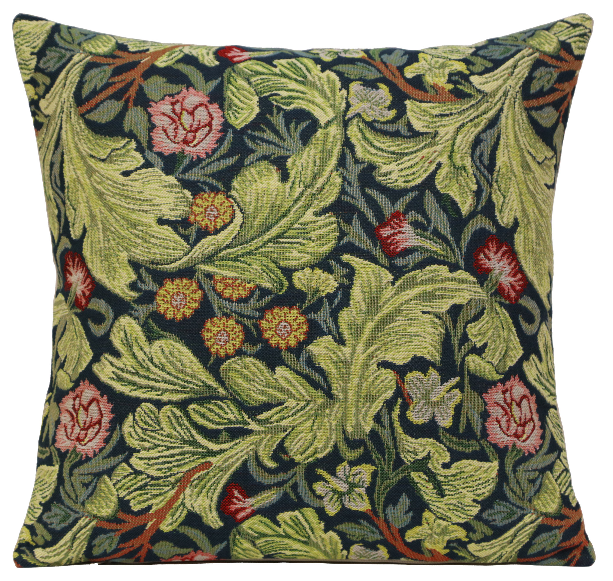 Green Leicester Belgian Tapestry Pillow Cover 16x16 inch Cotton Jacquard Woven Cushion Cover