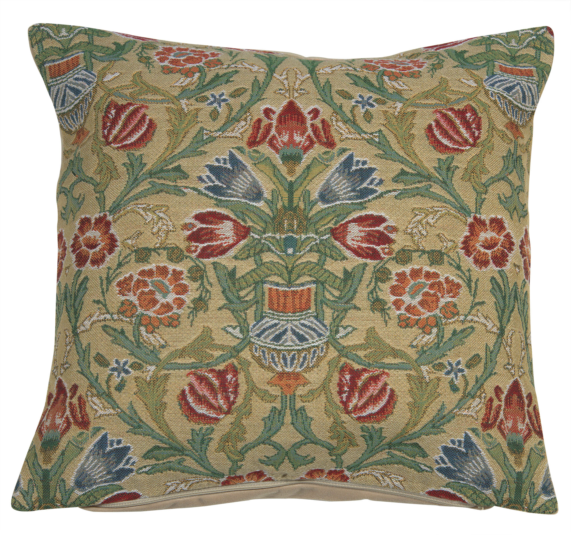 Single Stem Belgian Tapestry Pillow Cover 16x16 inch Cotton Jacquard Woven Cushion Cover
