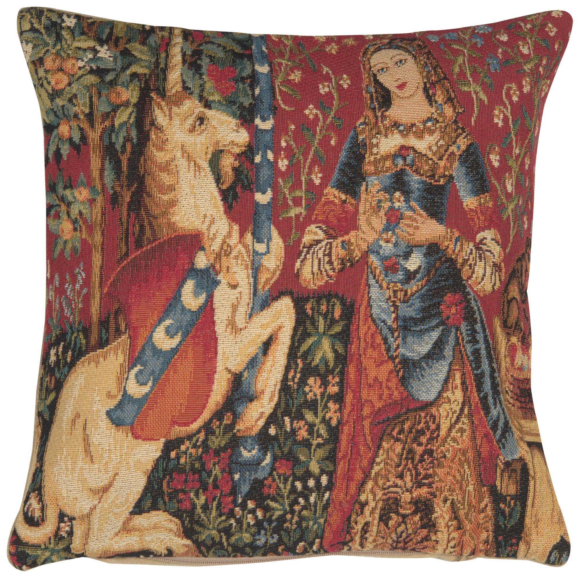 Medieval Smell Small Tapestry Pillow Cover 14x14 Inch Cotton Jacquard Woven Cushion Cover