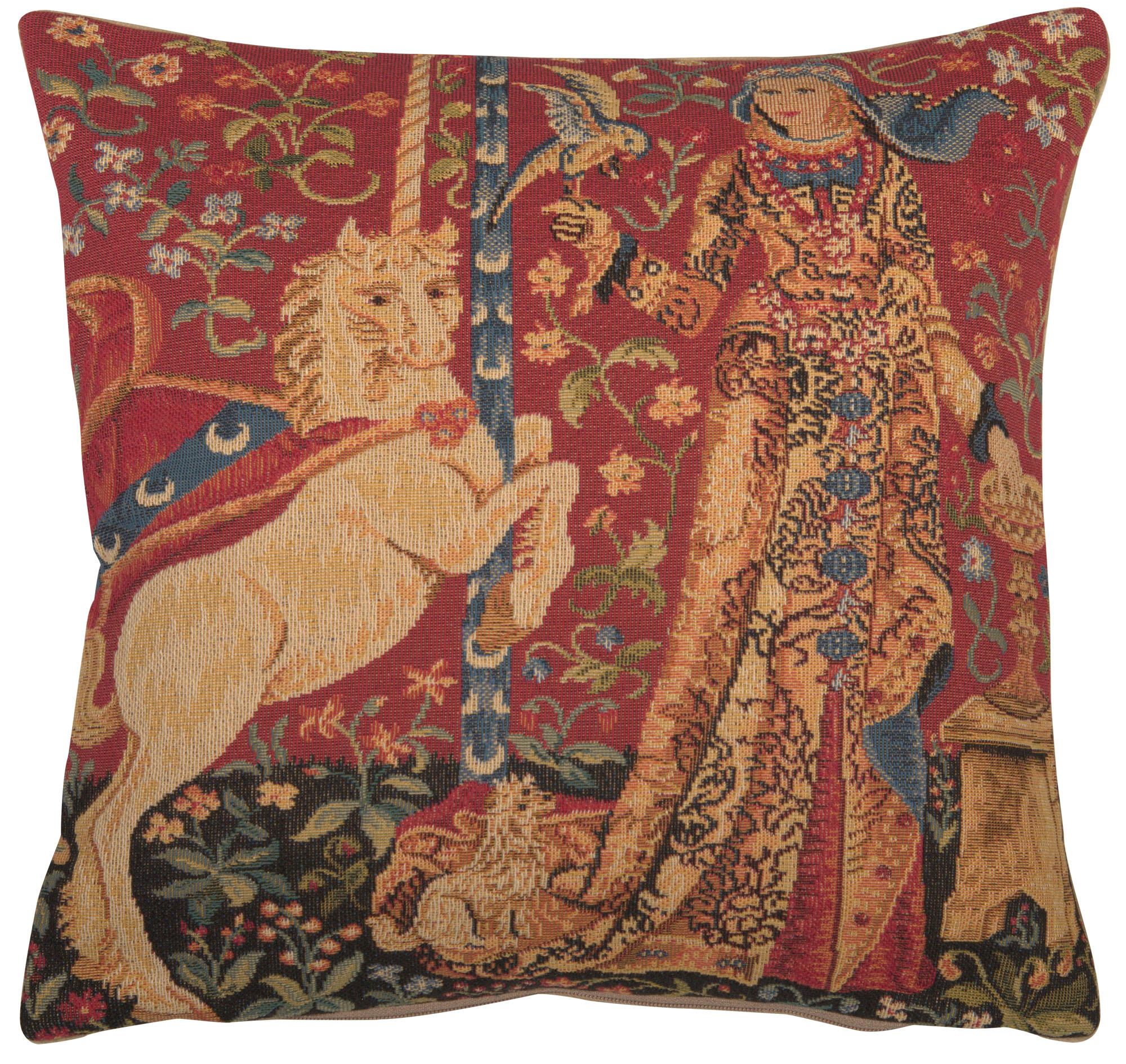 Medieval Taste Small Tapestry Pillow Cover 14x14 Inch Cotton Jacquard Woven Cushion Cover