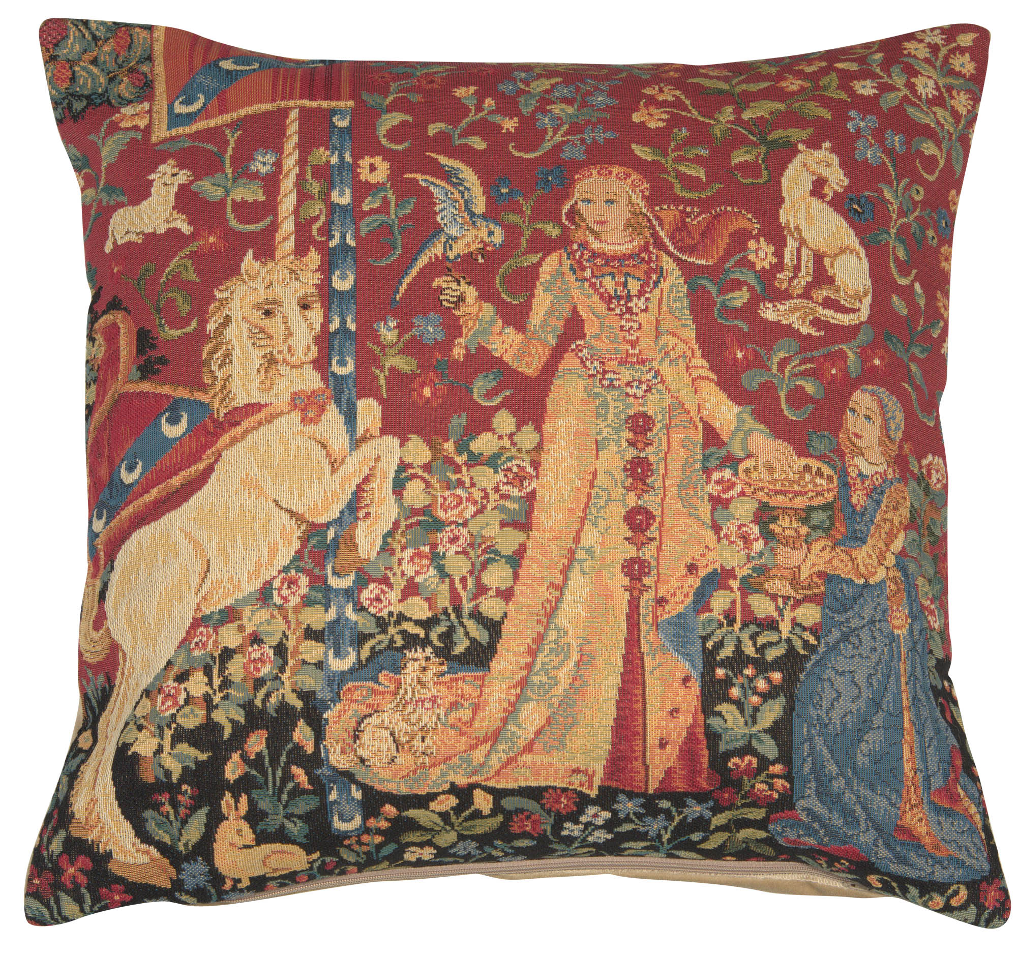 Medieval Taste Large Tapestry Pillow Cover 18x18 Inch Cotton Jacquard Woven Cushion Cover