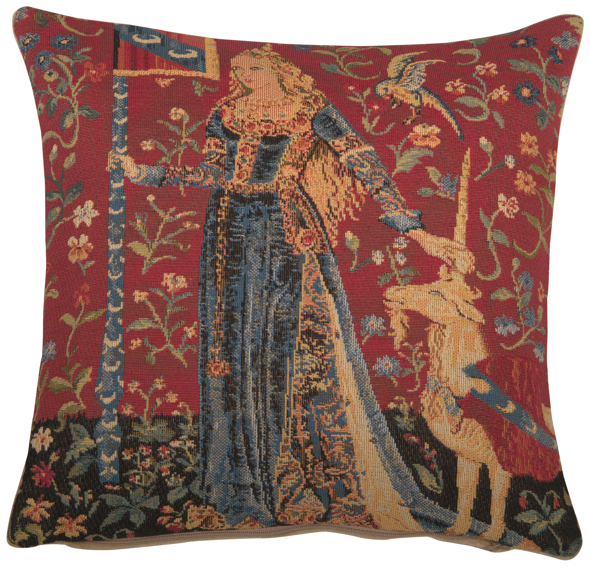 Medieval Touch Small Tapestry Pillow Cover 14x14 Inch Cotton Jacquard Woven Cushion Cover