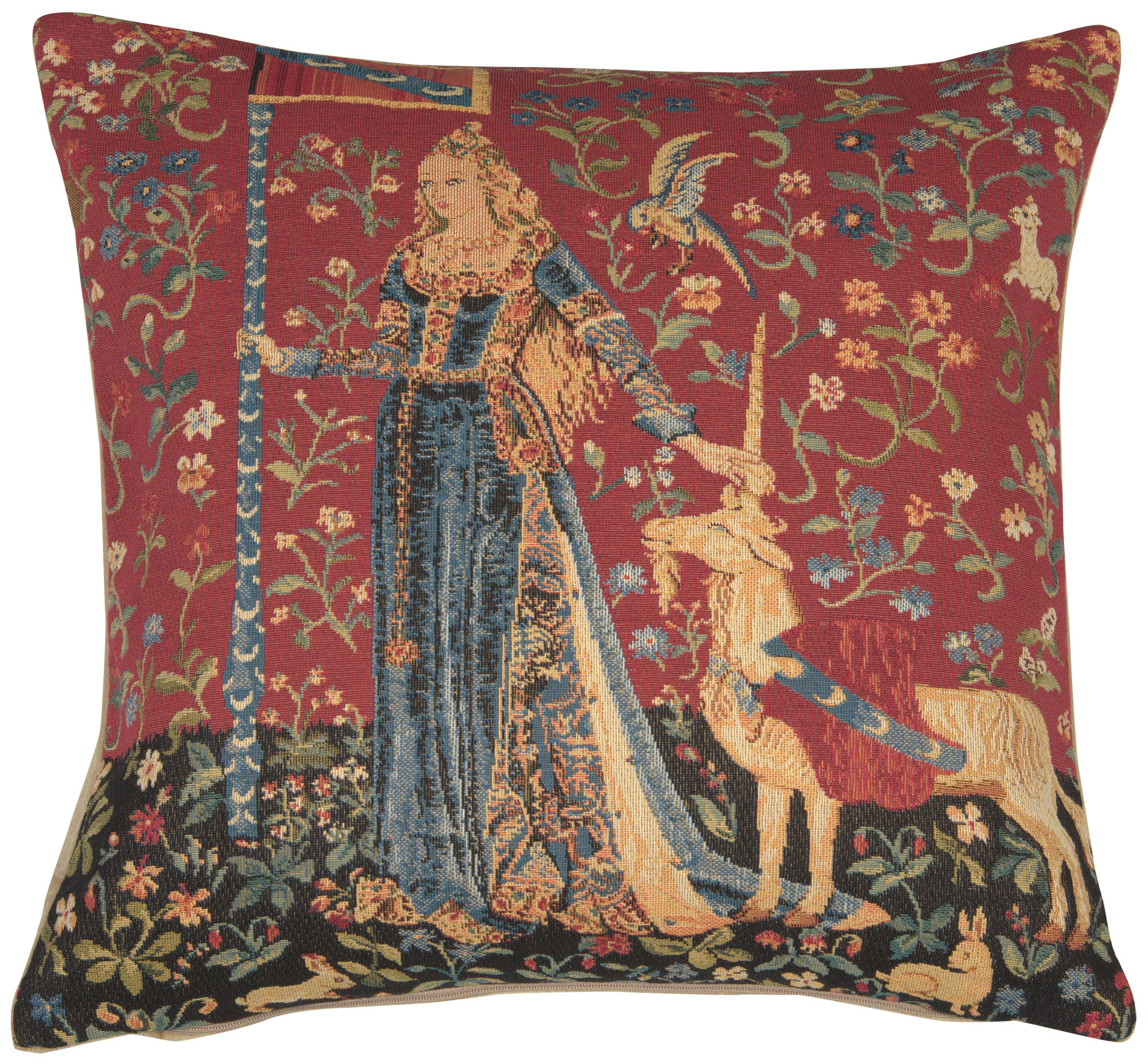 Medieval Touch Large Tapestry Pillow Cover 18x18 Inch Cotton Jacquard Woven Cushion Cover