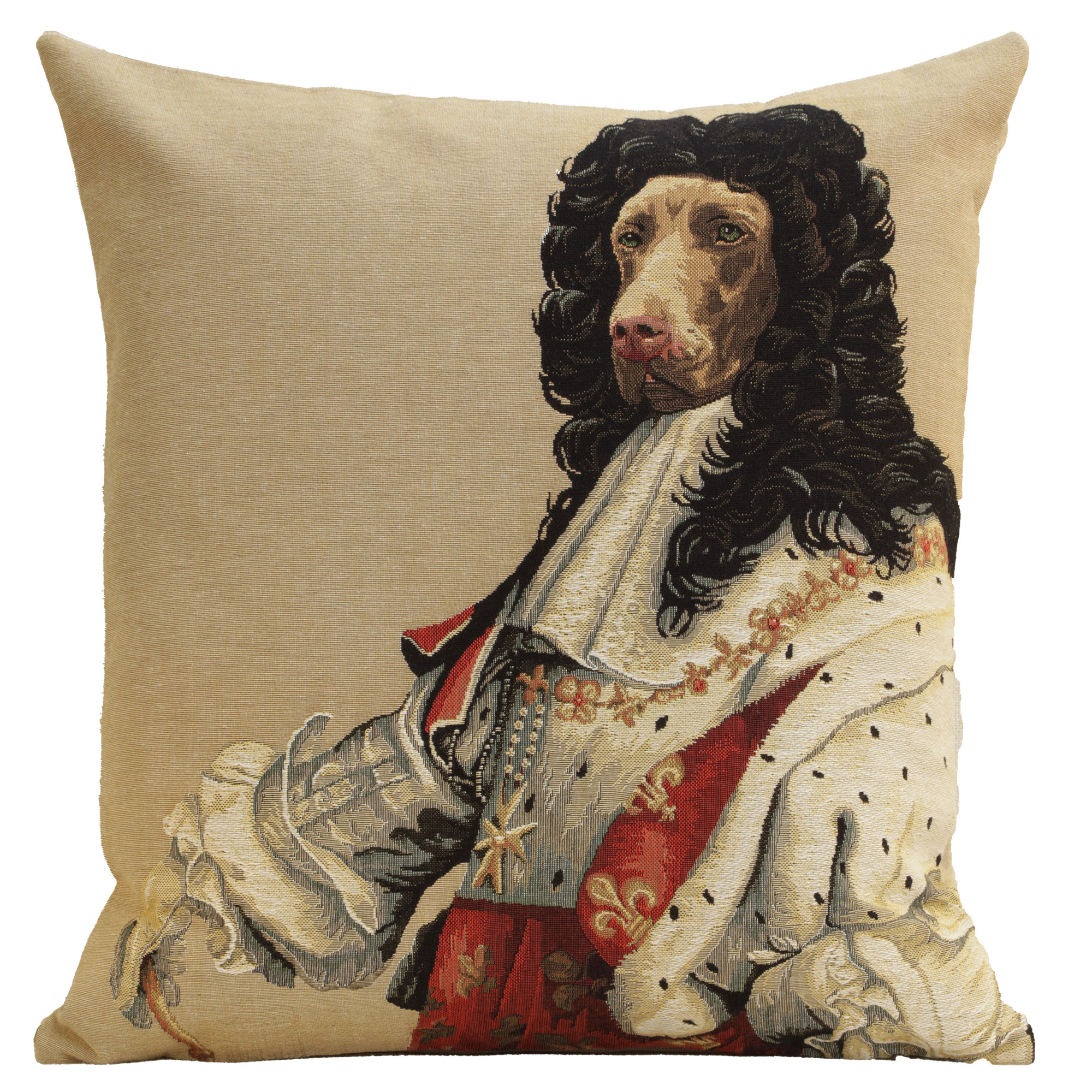 Chien Napoleon Chien Louis XIV Tapestry Pillow Cover 18x18 Inch Cotton Jacquard Woven Cushion Cover