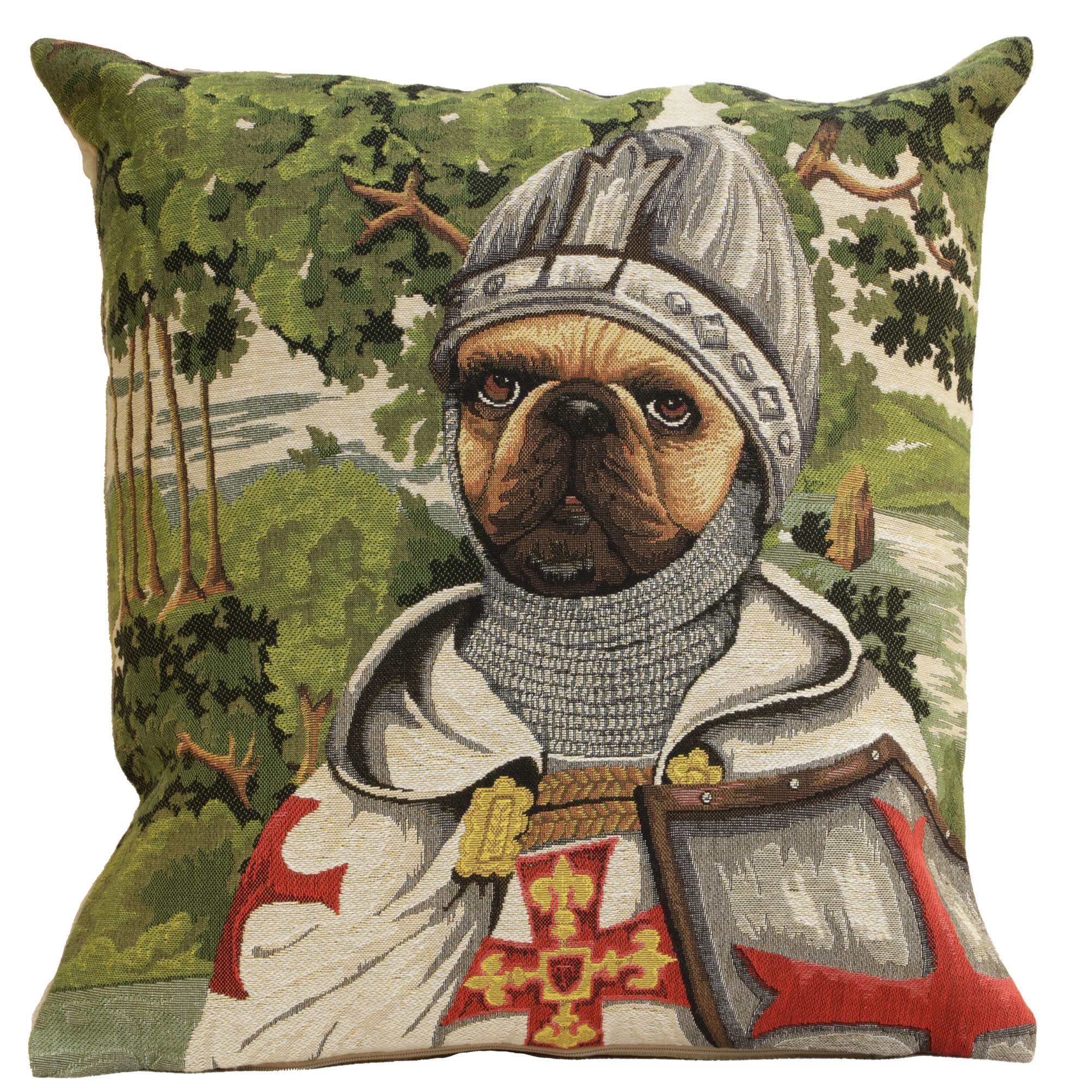 Chien Napoleon Lancelot Tapestry Pillow Cover 18x18 Inch Cotton Jacquard Woven Cushion Cover