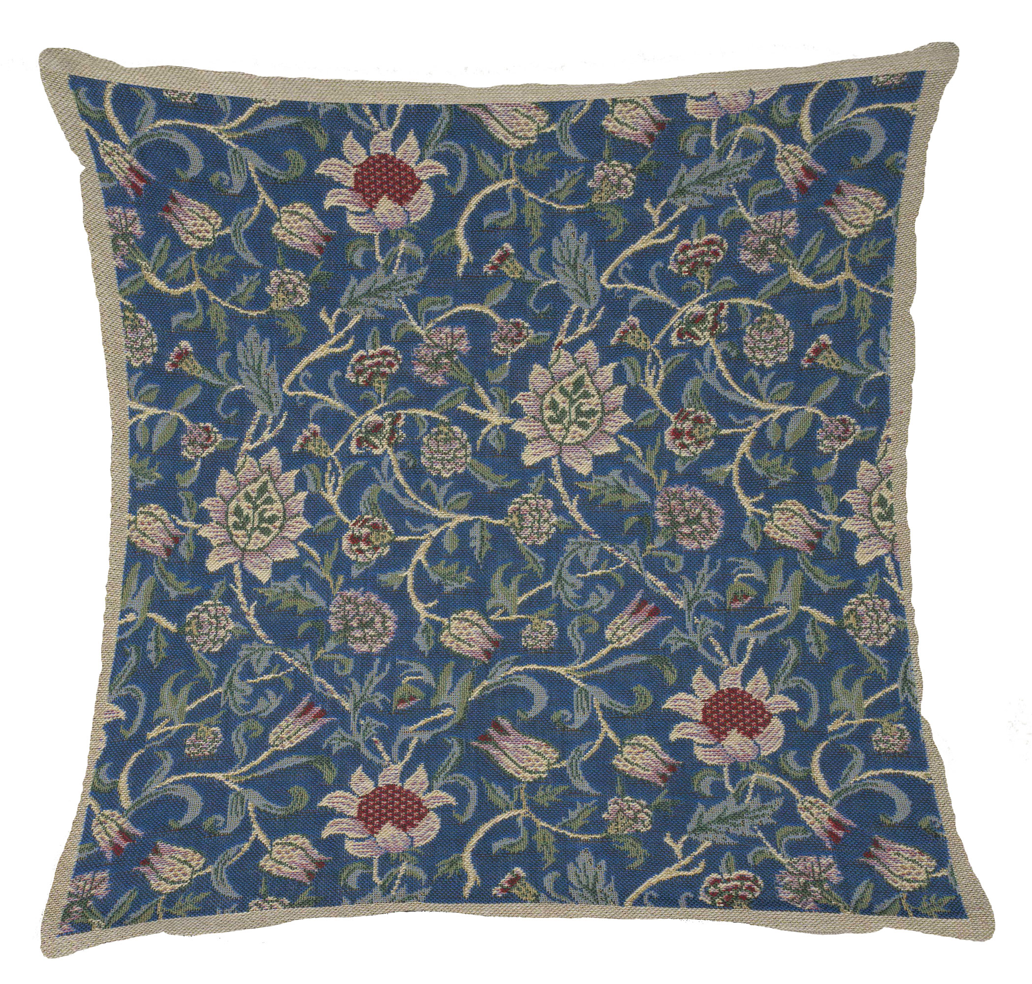 Royal Blue Belgian Tapestry Pillow Cover 16x16 inch Cotton Jacquard Woven Cushion Cover