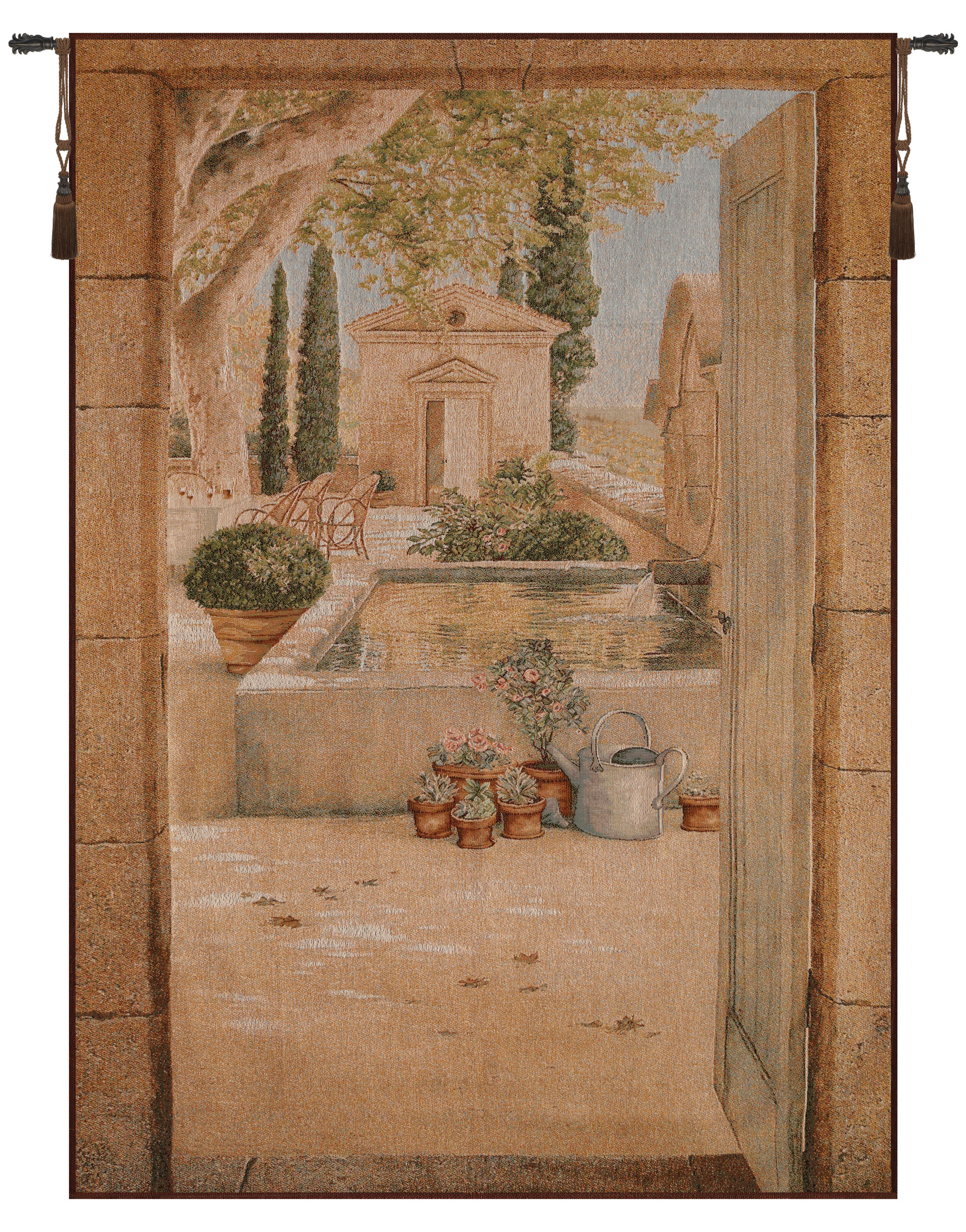 Bouquet Hibiscus Noir French Tapestry Wall Hanging 58x42 Inch Cotton Jacquard Woven Wall Tapestry