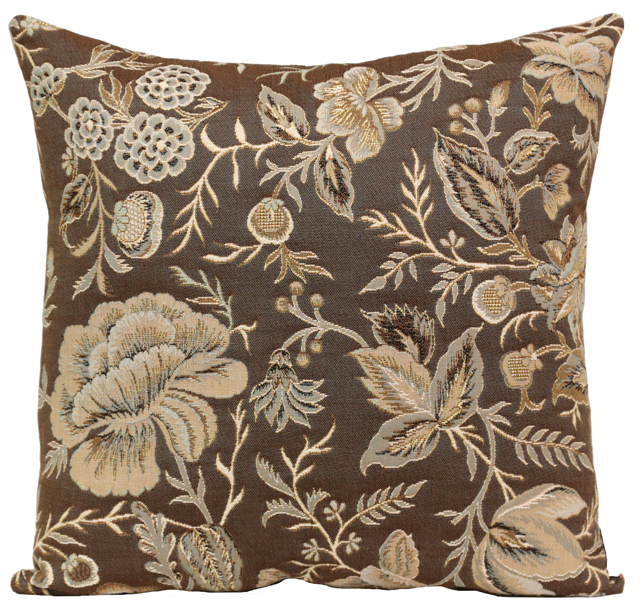 Floral Peony Grey A Tapestry Pillow Cover 19x19 Inch Cotton Jacquard Woven Cushion Cover