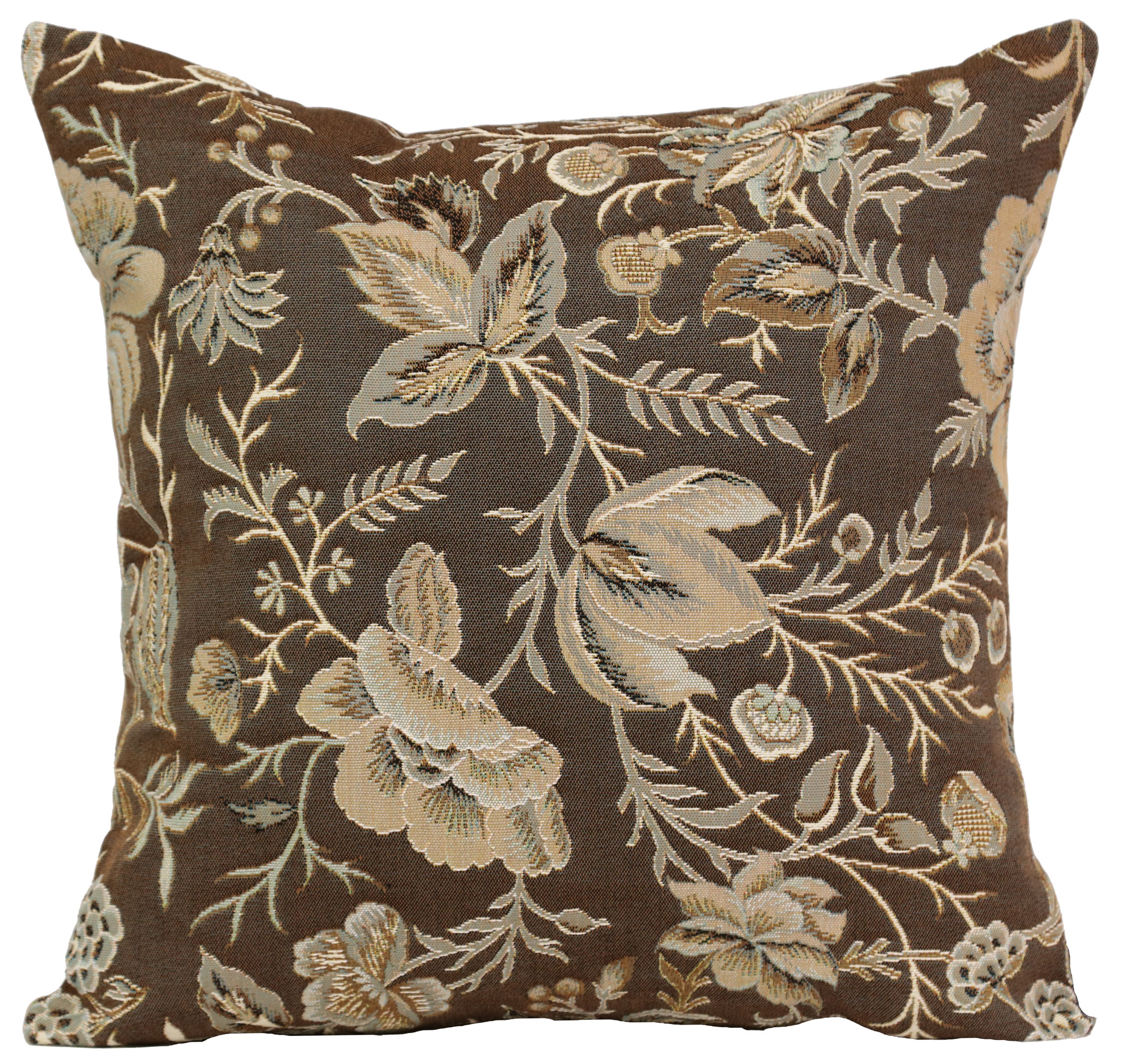 Floral Peony Grey B Tapestry Pillow Cover 19x19 Inch Cotton Jacquard Woven Cushion Cover