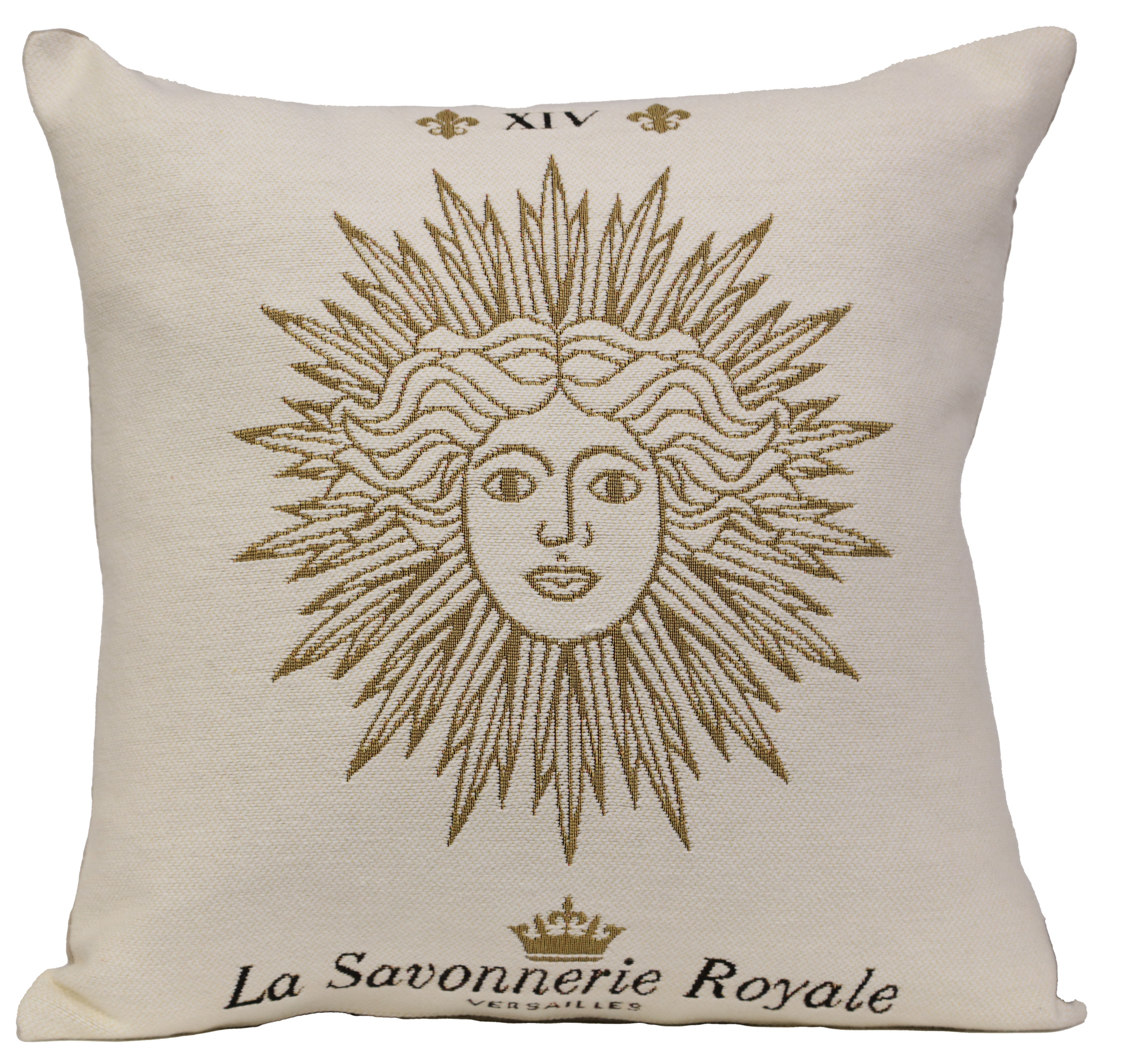 Charles Le Brun Gold Sun Tapestry Pillow Cover 19x19 Inch Cotton Jacquard Woven Cushion Cover
