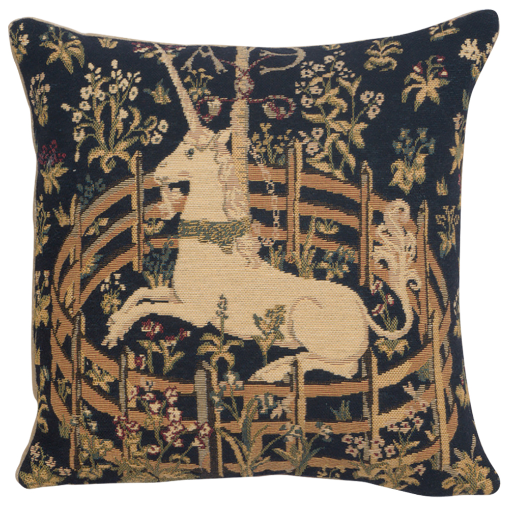 Medieval Captive Unicorn I Vintage Tapestry Pillow Cover 13x13 Inch Cotton Jacquard Woven Cushion Cover
