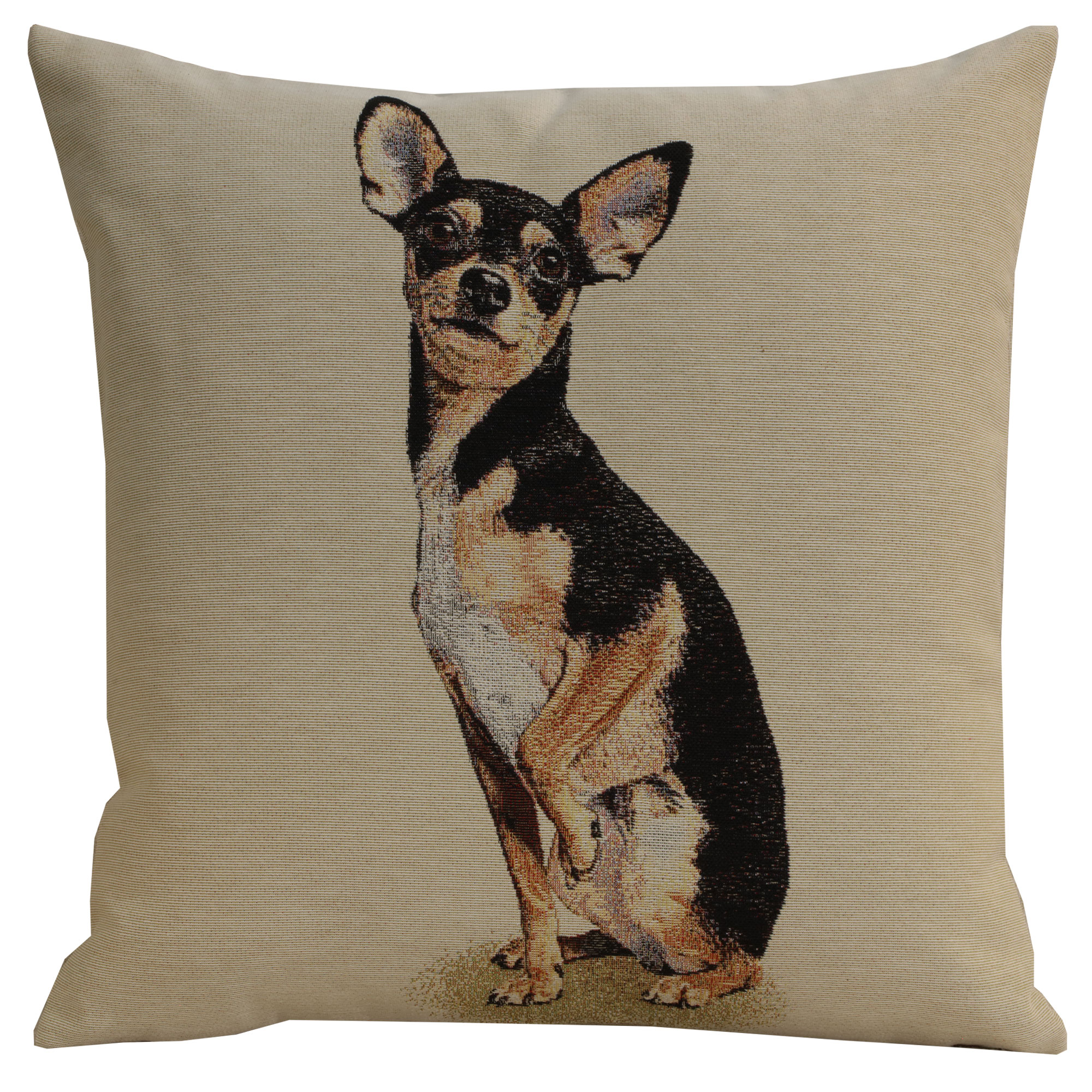Mini Pinscher Tapestry Pillow Cover 18x18 Inch Cotton Jacquard Woven Cushion Cover