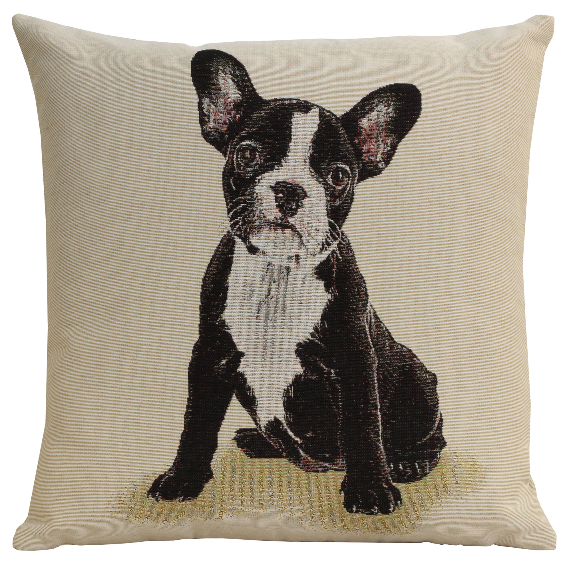 Boston Terrier Tapestry Pillow Cover 18x18 Inch Cotton Jacquard Woven Cushion Cover