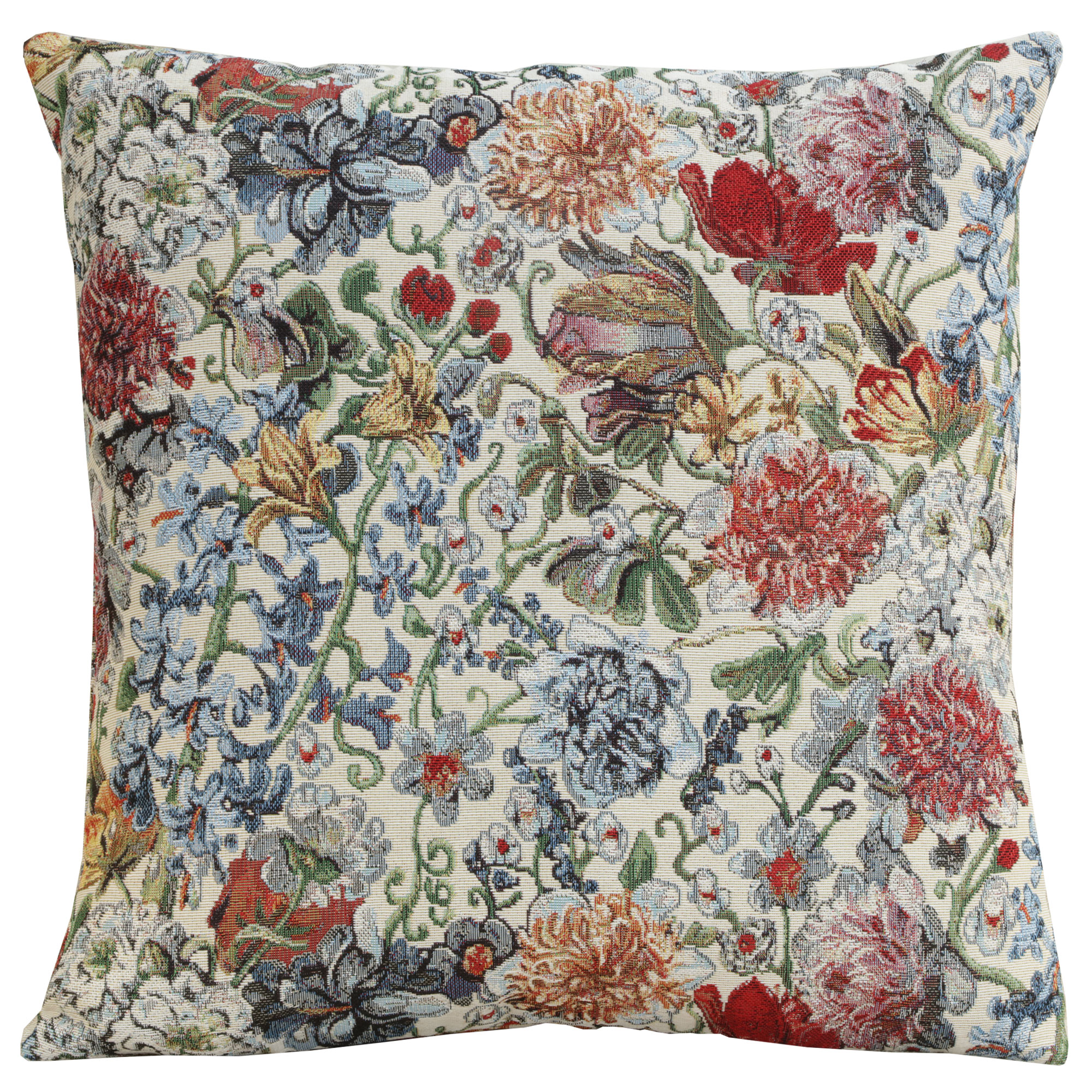 Floral Hyacinth Tapestry Pillow Cover 18x18 Inch Cotton Jacquard Woven Cushion Cover