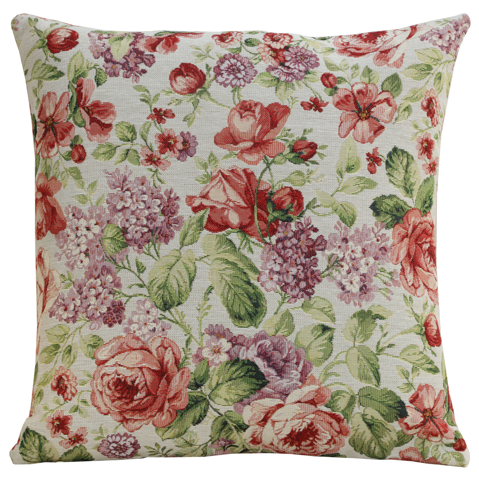 Floral Camellia Tapestry Pillow Cover 18x18 Inch Cotton Jacquard Woven Cushion Cover