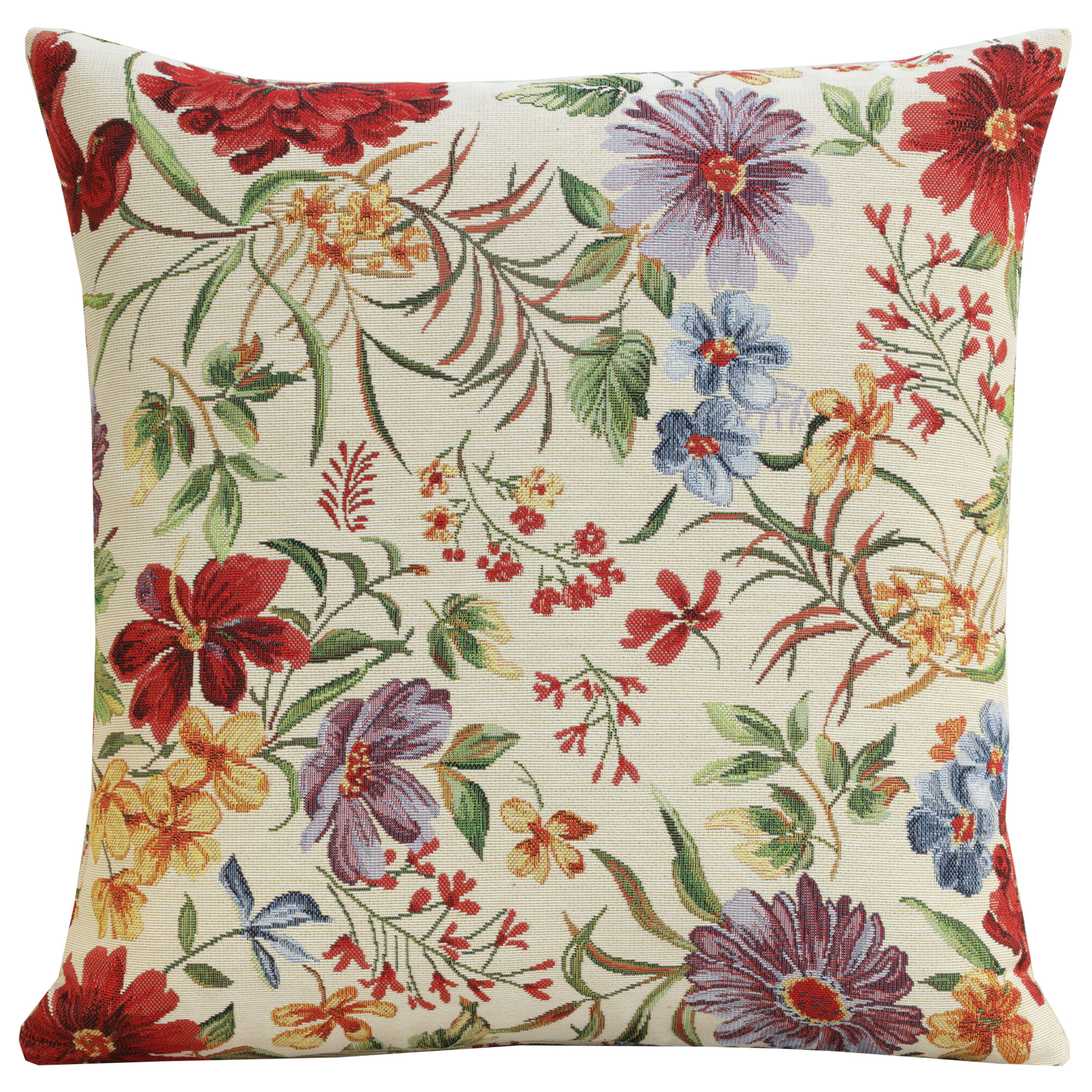 Floral Caroline Tapestry Pillow Cover 18x18 Inch Cotton Jacquard Woven Cushion Cover