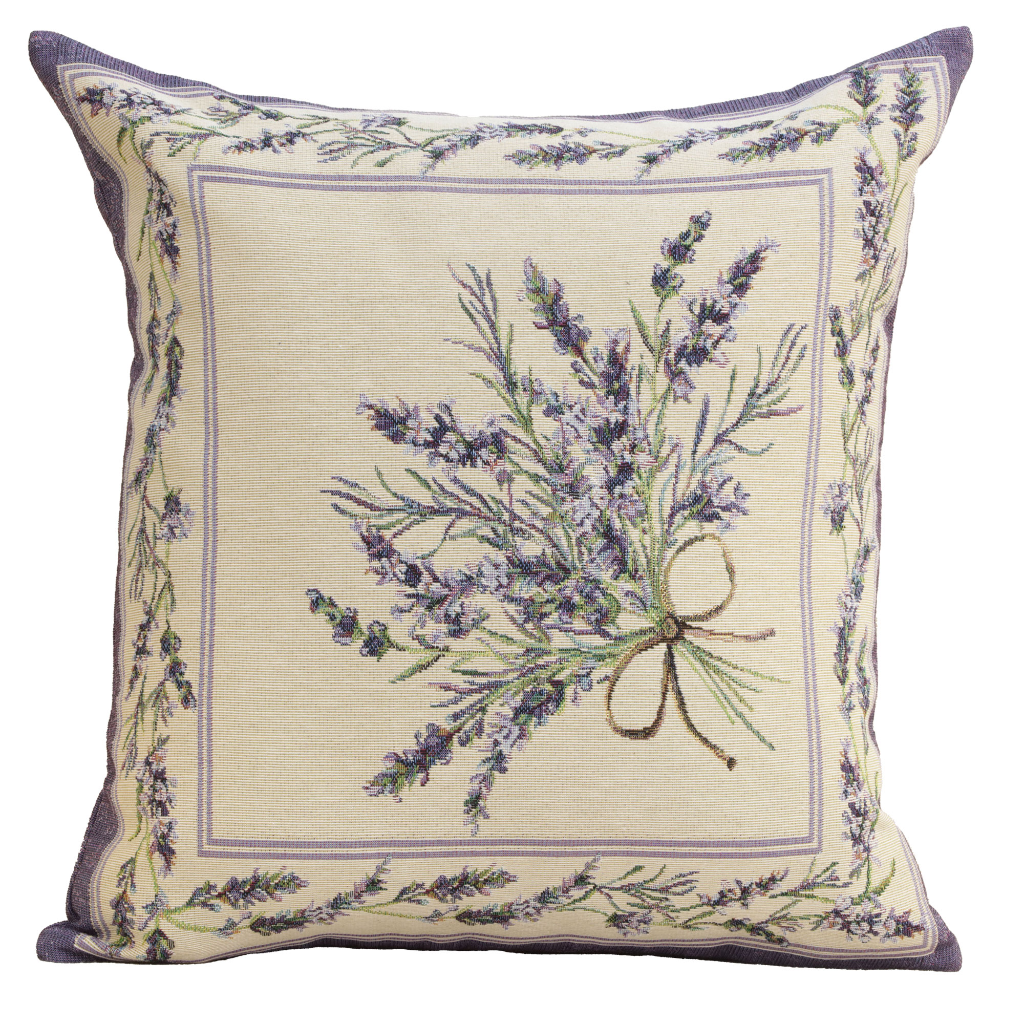 Nardus Bouquet Floral Tapestry Pillow Cover 18x18 Inch Cotton Jacquard Woven Cushion Cover