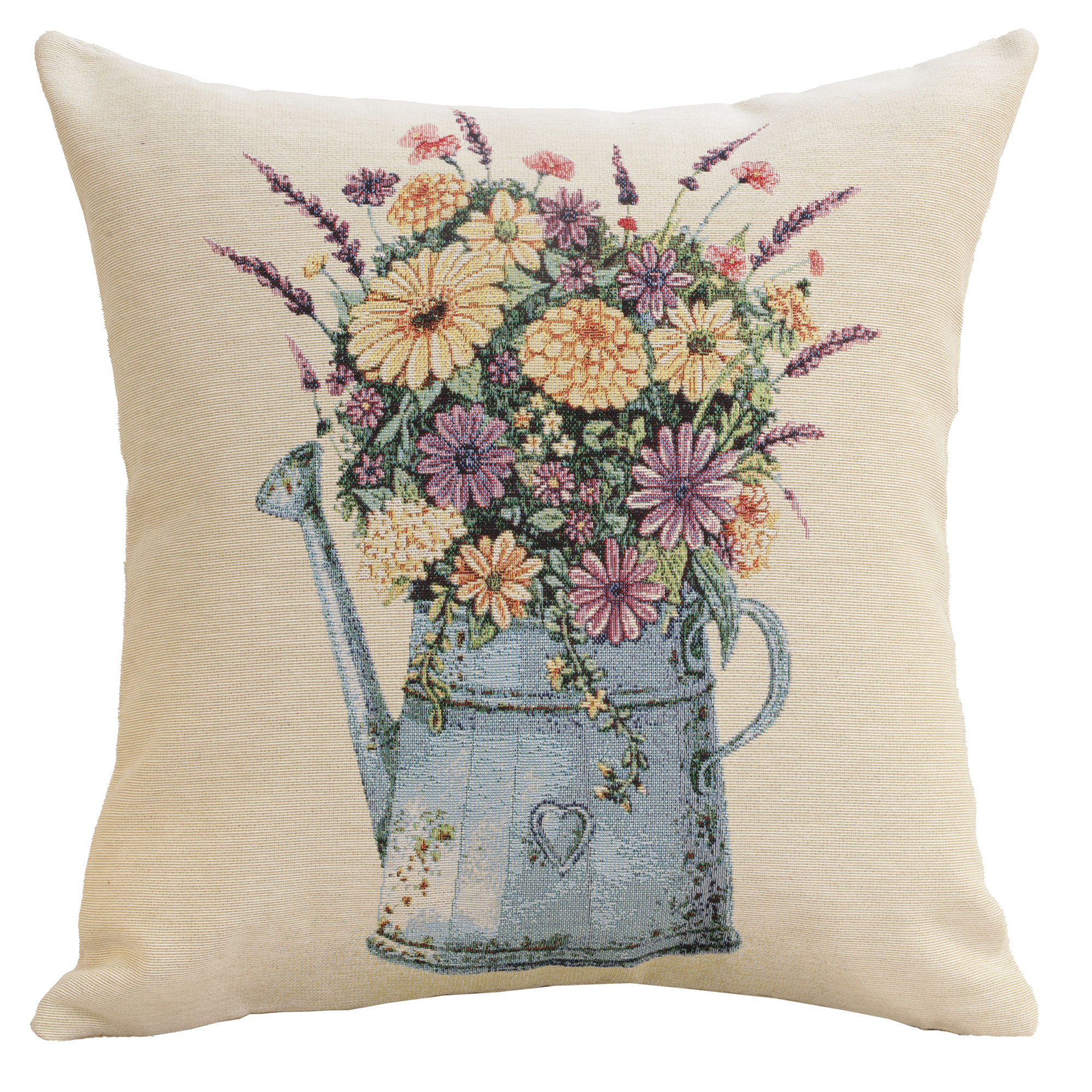 Floral Vintage Tapestry Pillow Cover 18x18 Inch Cotton Jacquard Woven Cushion Cover