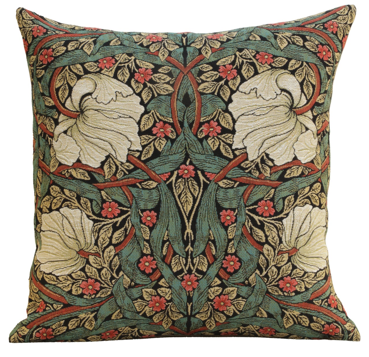 Pimpernel Red Green Belgian Tapestry Pillow Cover 18x18 inch 100% Cotton Belgian Jacquard Woven Cushion Cover