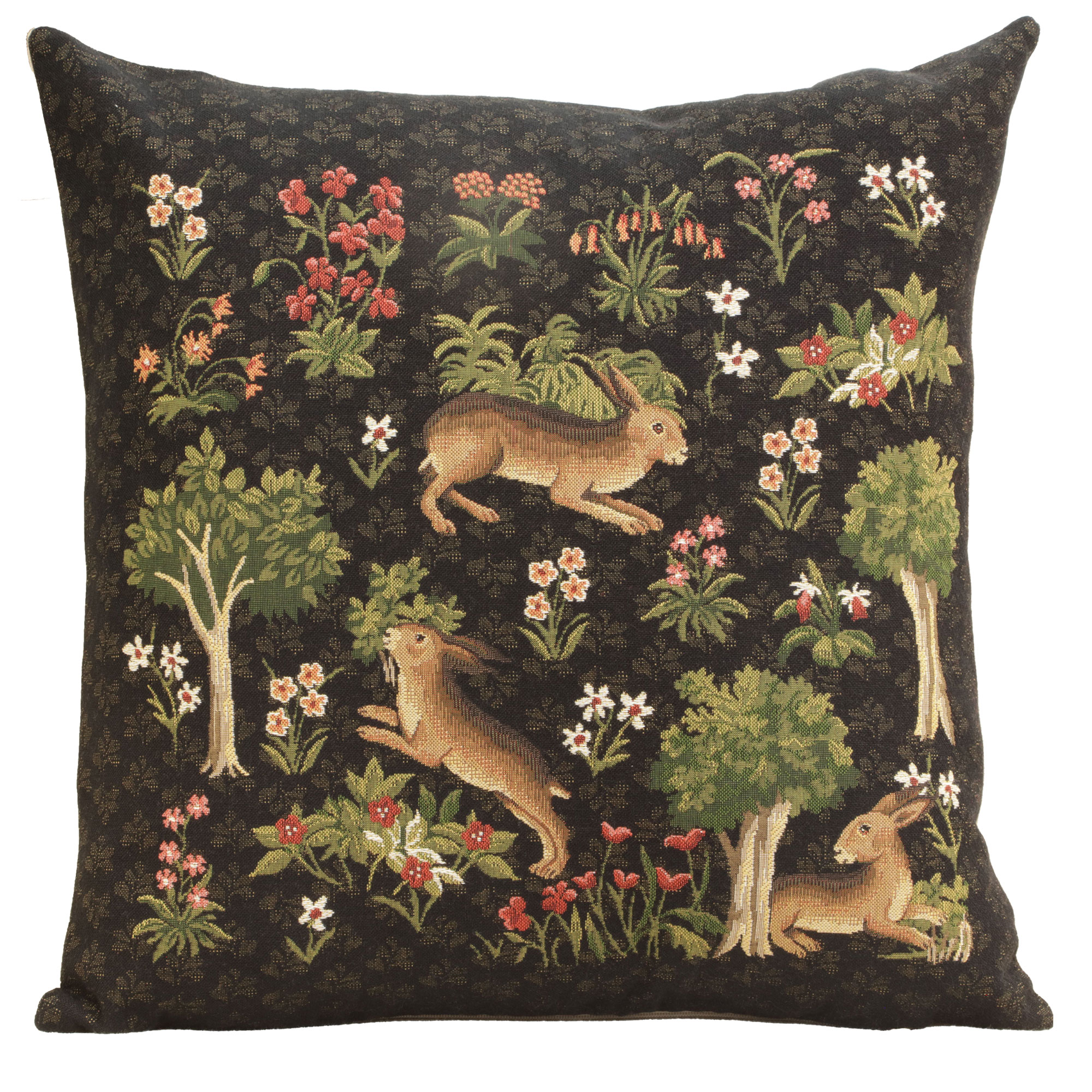 Forest Rabbits European Tapestry Pillow Cover 18x18 Inch Cotton Cushion Cover