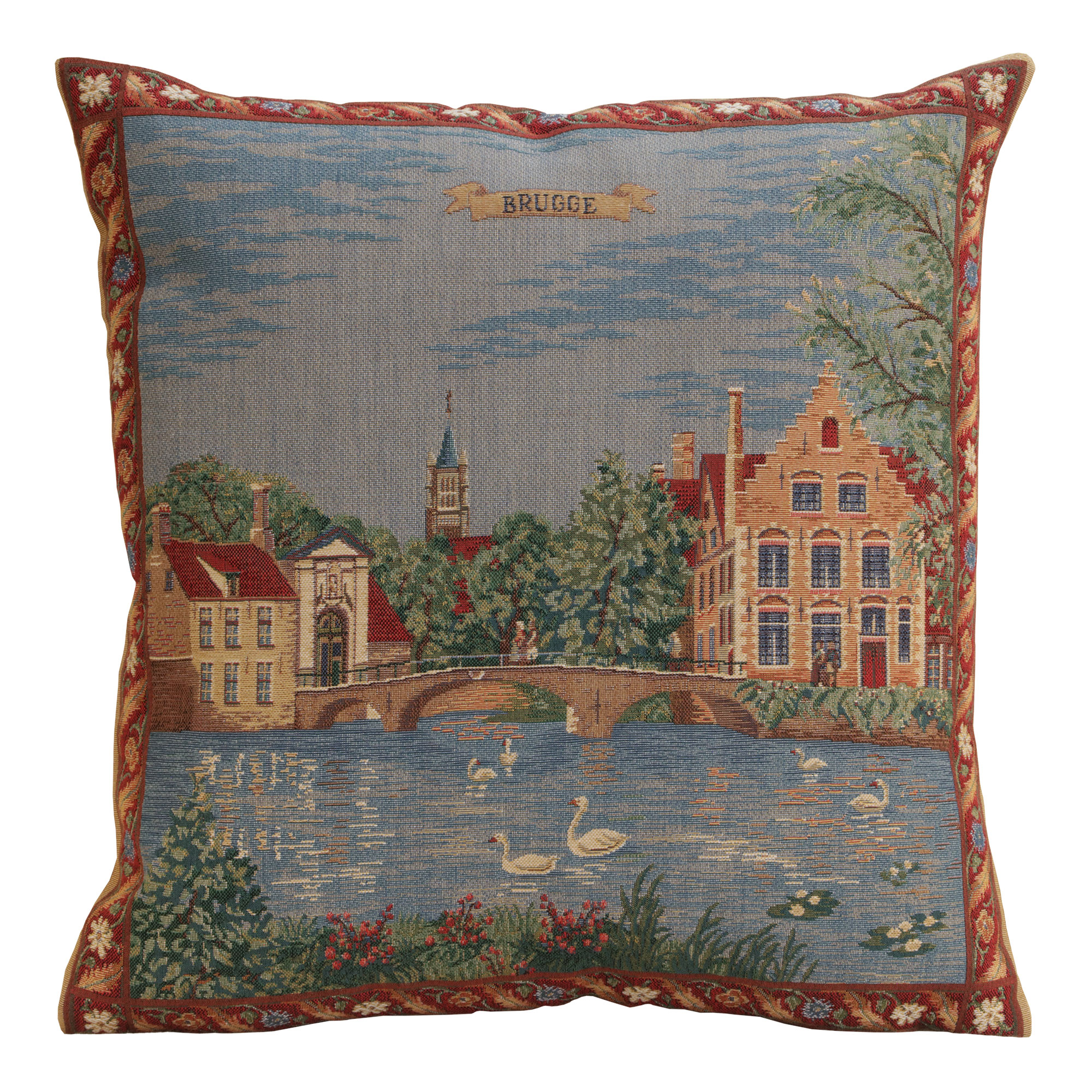 Brugge Minnewater European Tapestry Pillow Cover 18x18 Inch Cotton Cushion Cover