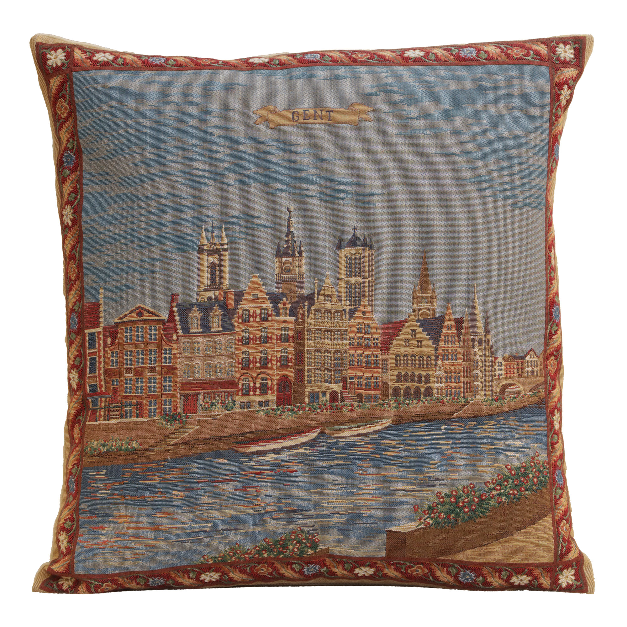 Gent Graslei European Tapestry Pillow Cover 18x18 Inch Cotton Cushion Cover