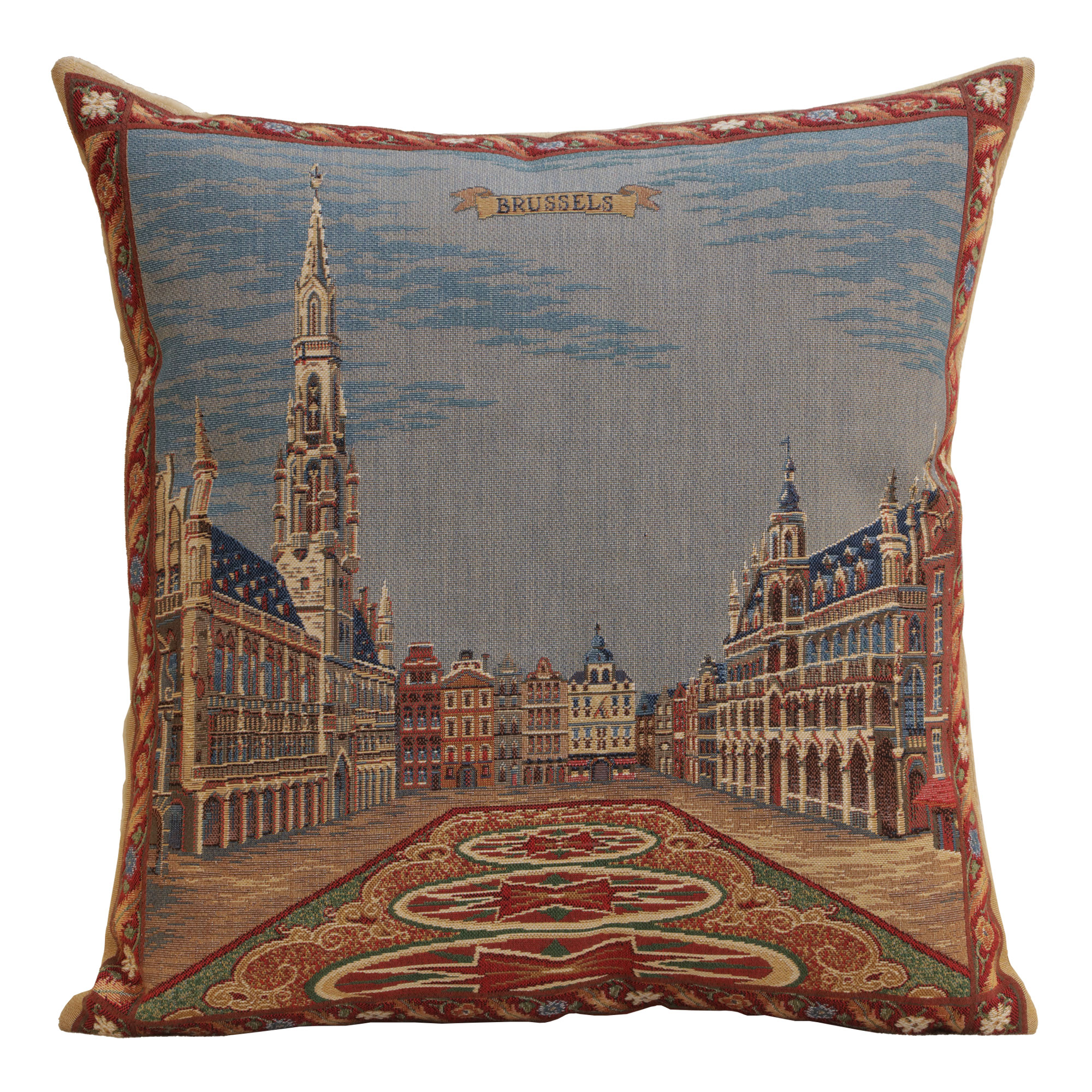 Brussel European Tapestry Pillow Cover 18x18 Inch Cotton Cushion Cover