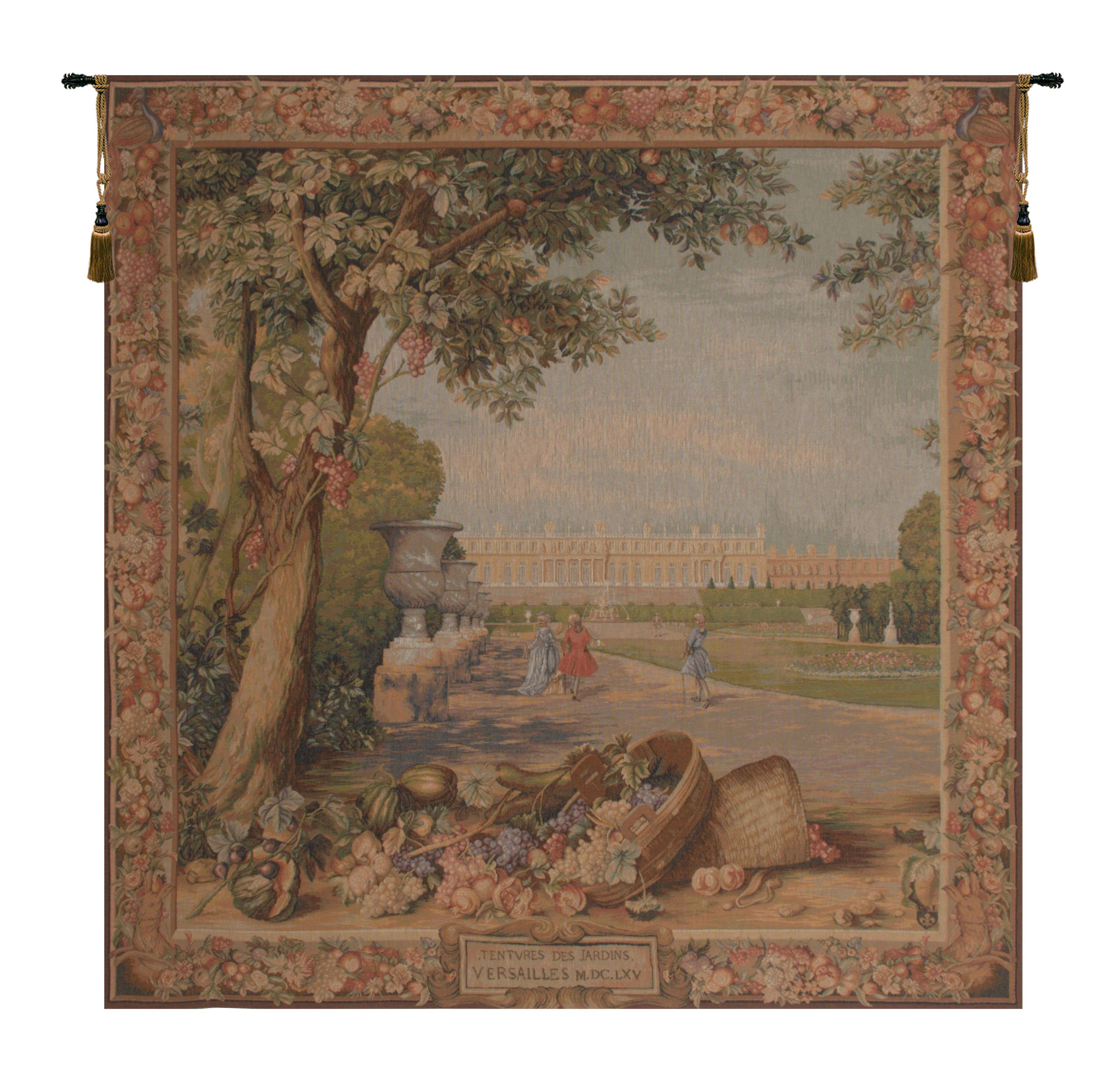 Versailles Carree French Tapestry Wall Hanging 58x58 Inch Cotton Jacquard Woven Wall Tapestry