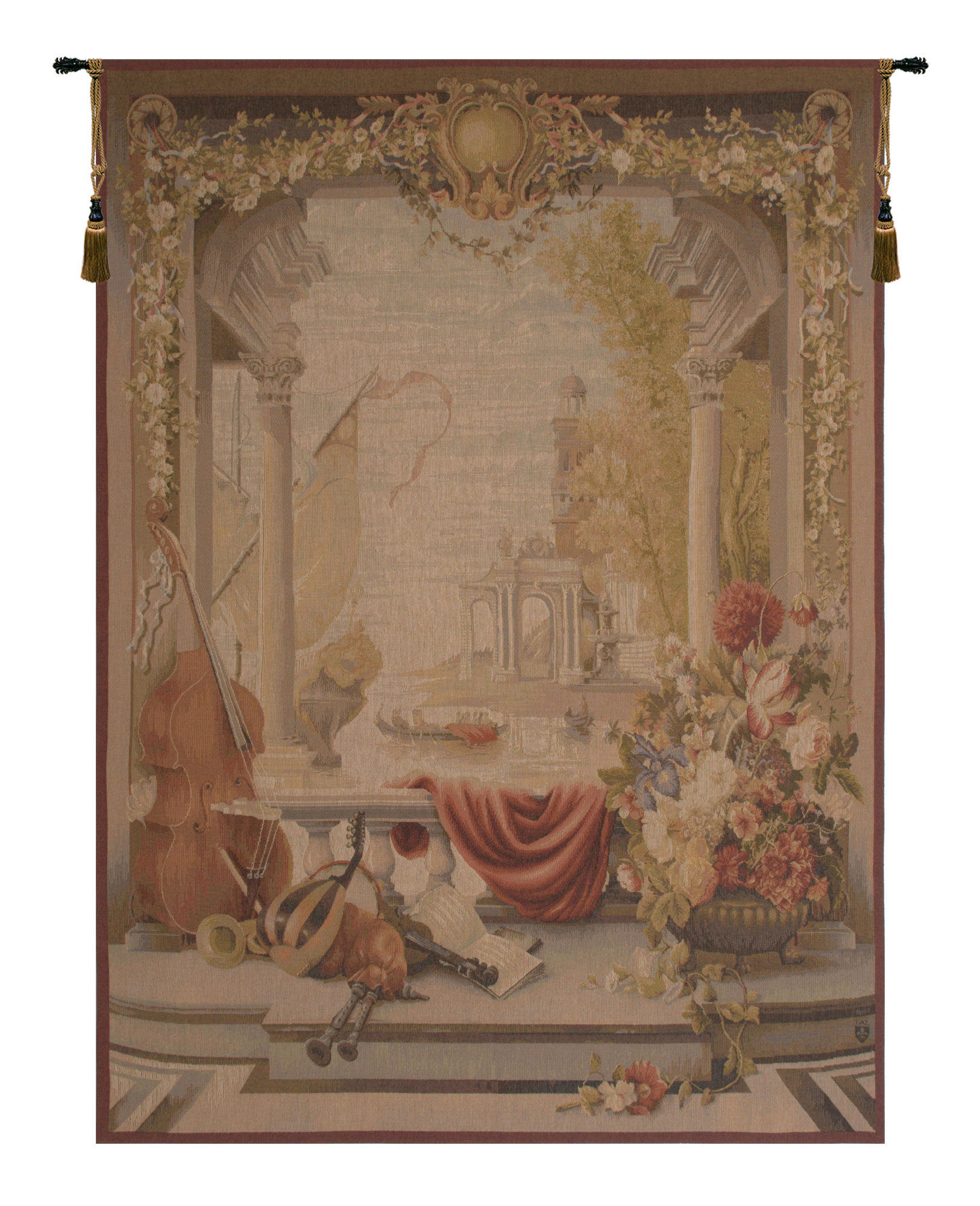 Le Port de Toscane French Tapestry Wall Hanging 58x44 Inch Cotton Jacquard Woven Wall Tapestry
