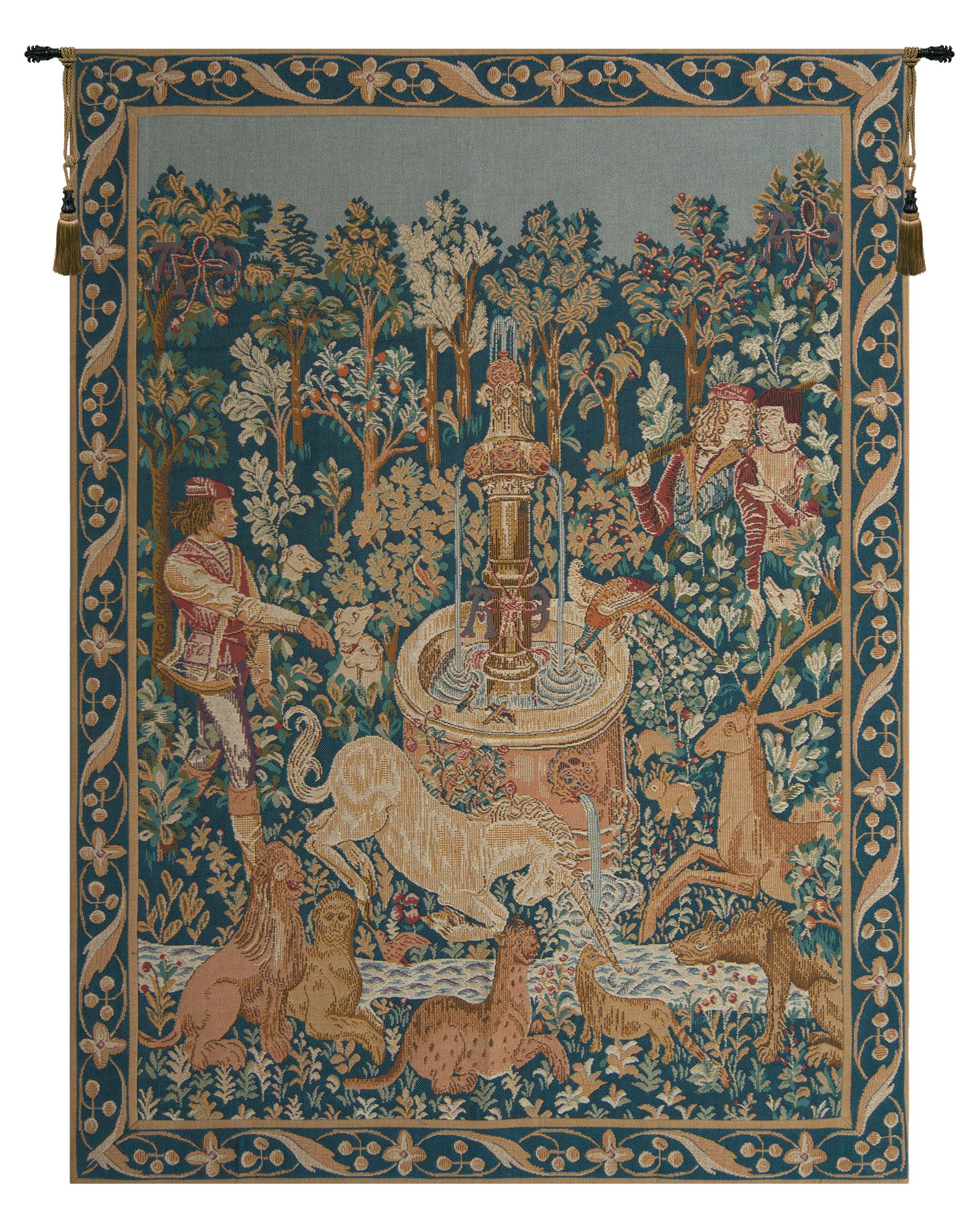 Licorne A La Fontaine French Tapestry Wall Art Hanging Decor (New) 33x24 inch