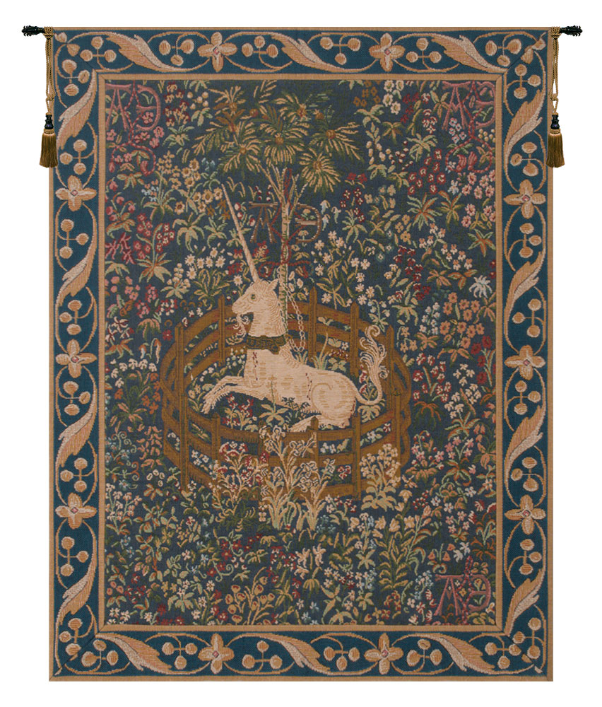 Medieval Licorne Captive Vintage Tapestry Wall Hanging 32 x 25 in