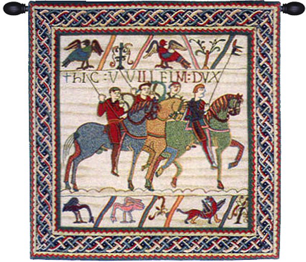 Bayeux Duke William Departs Vintage Tapestry Wall Hanging 35 x 33 in