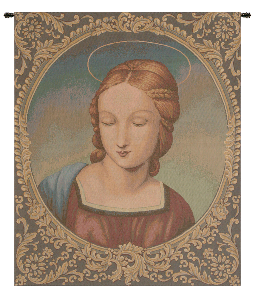 Raphael Madonna Del Cardellino Vintage Tapestry Wall Hanging 22 x 18 in Jacquard Woven Renaissance Madonna Wall Art