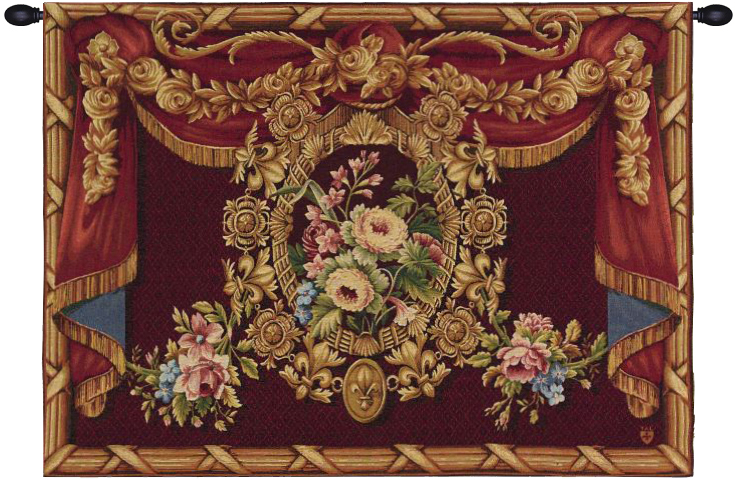 Medaillon Floral Bordure French Tapestry Wall Hanging 58x43 Inch Cotton Jacquard Woven Wall Tapestry
