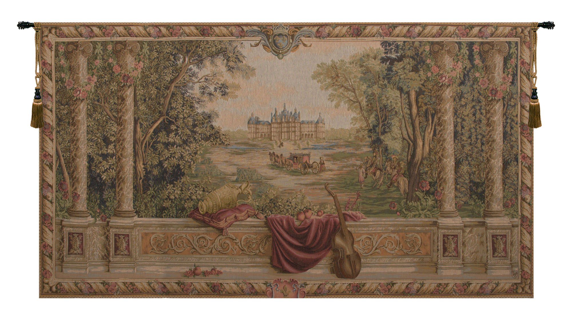 Verdure au Chateau French Tapestry Wall Hanging 60x106 Inch Cotton Jacquard Woven Wall Tapestry