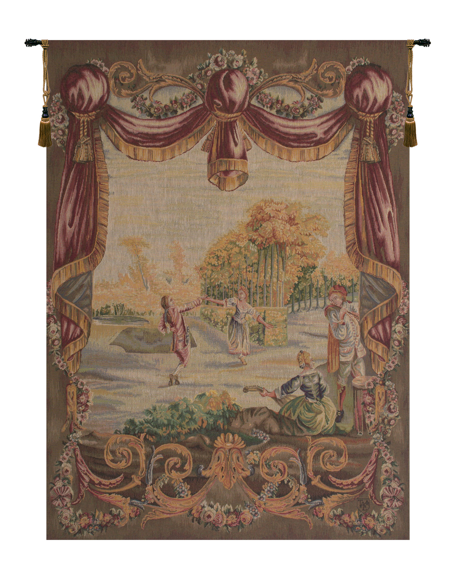 Jean Baptiste Danse Au Jardin Garden Dance Tapestry Wall Hanging 58 x 44 in