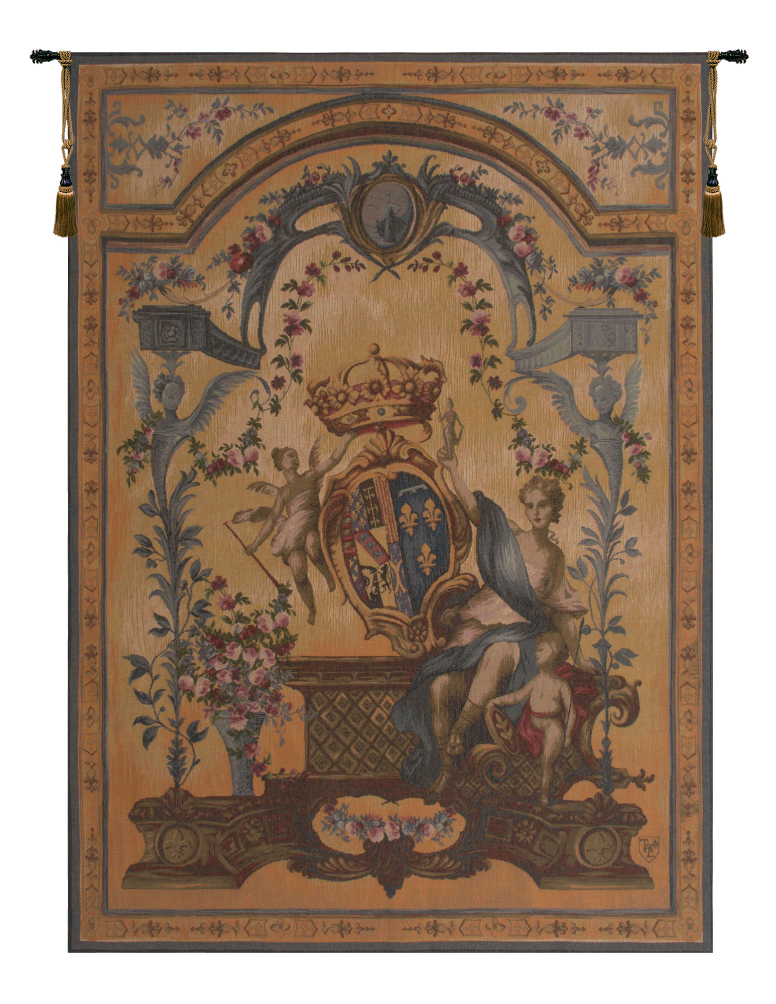 Lotus European Tapestry Wall Hanging 58x44 Inch Cotton Jacquard Woven Wall Tapestry