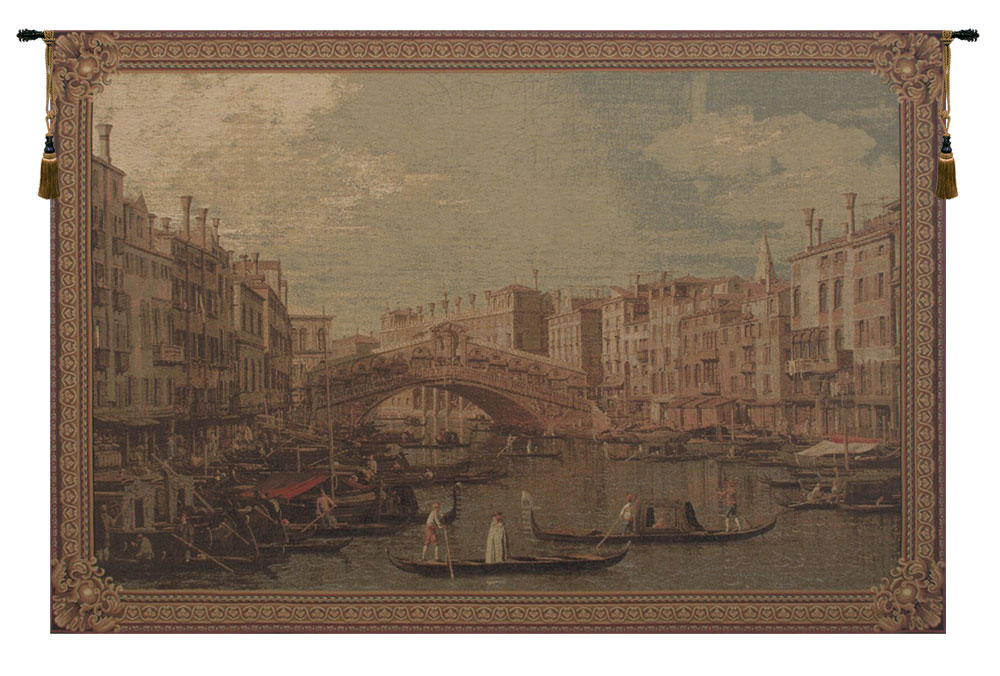 Canaletto Rialto Bridge European Tapestry Wall Hanging 78x57 Inch Cotton Jacquard Woven Wall Tapestry