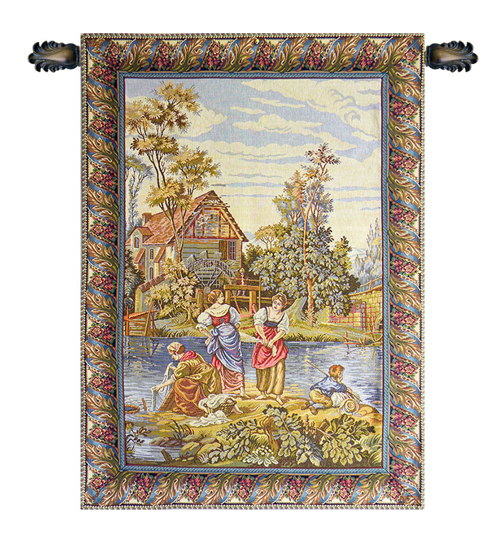 Francois Boucher Washing by the Lake Tapestry Wall Hanging 34 x 28 in Jacquard Woven French Country Wall Art