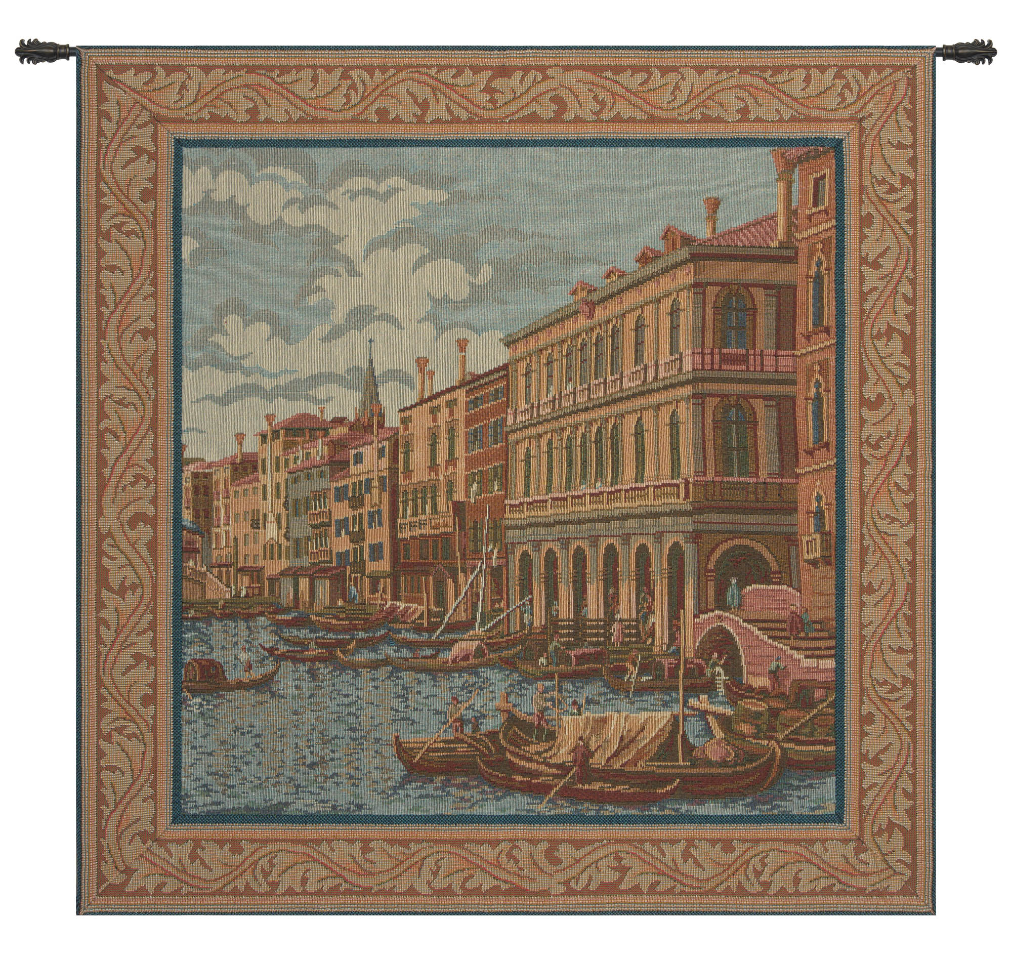 Francesco Guardi Shore Large Canal Decorative Tapestry Wall Hanging 21 x 21 Venice Italian Landscape Jacquard Woven Wall Art