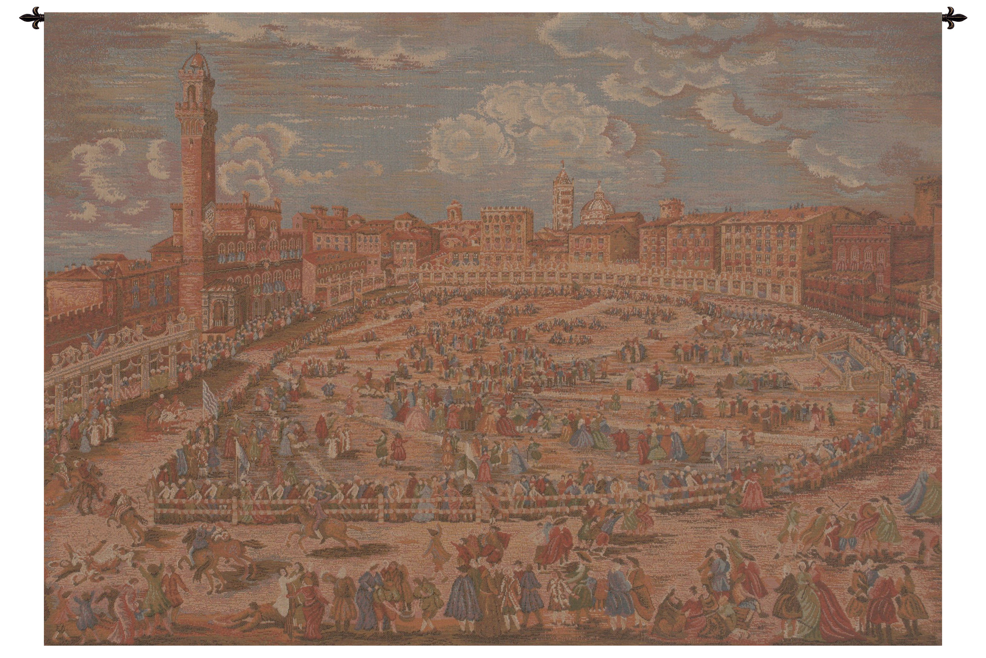 Siena Town Square Tapestry Wall Hanging 16 x 25 in Italian Tuscany Cityscape Jacquard Woven Wall Art European Decor