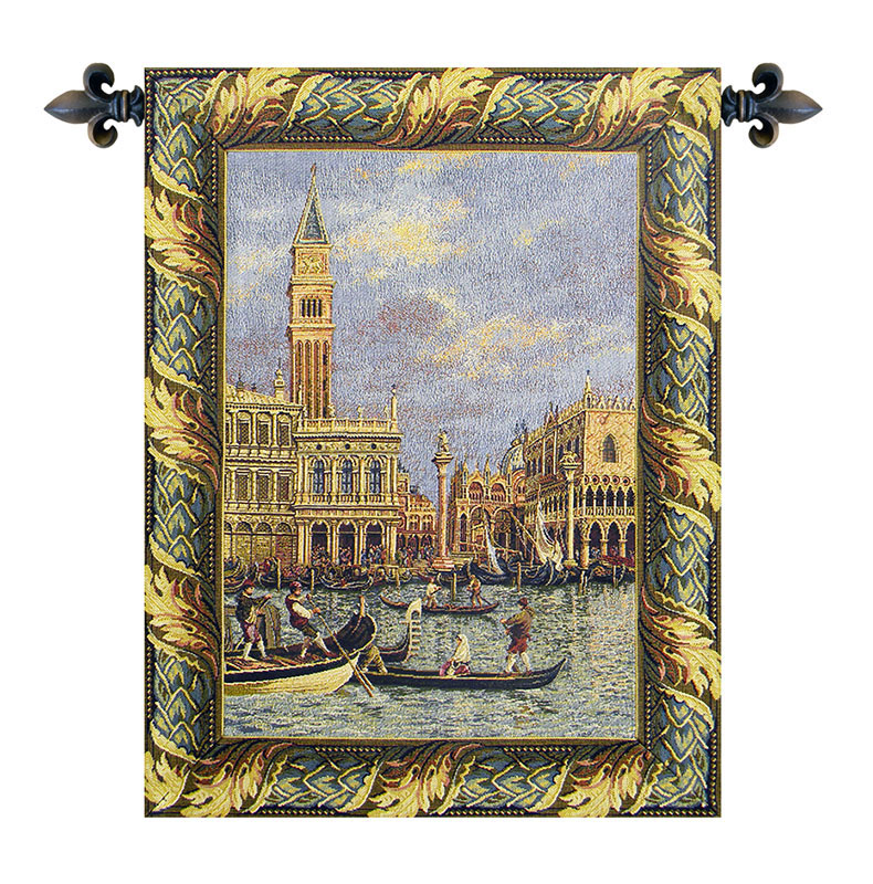 Piazza San Marco Italian Tapestry Wall Hanging 22x15 Inch Cotton Jacquard Woven Wall Tapestry