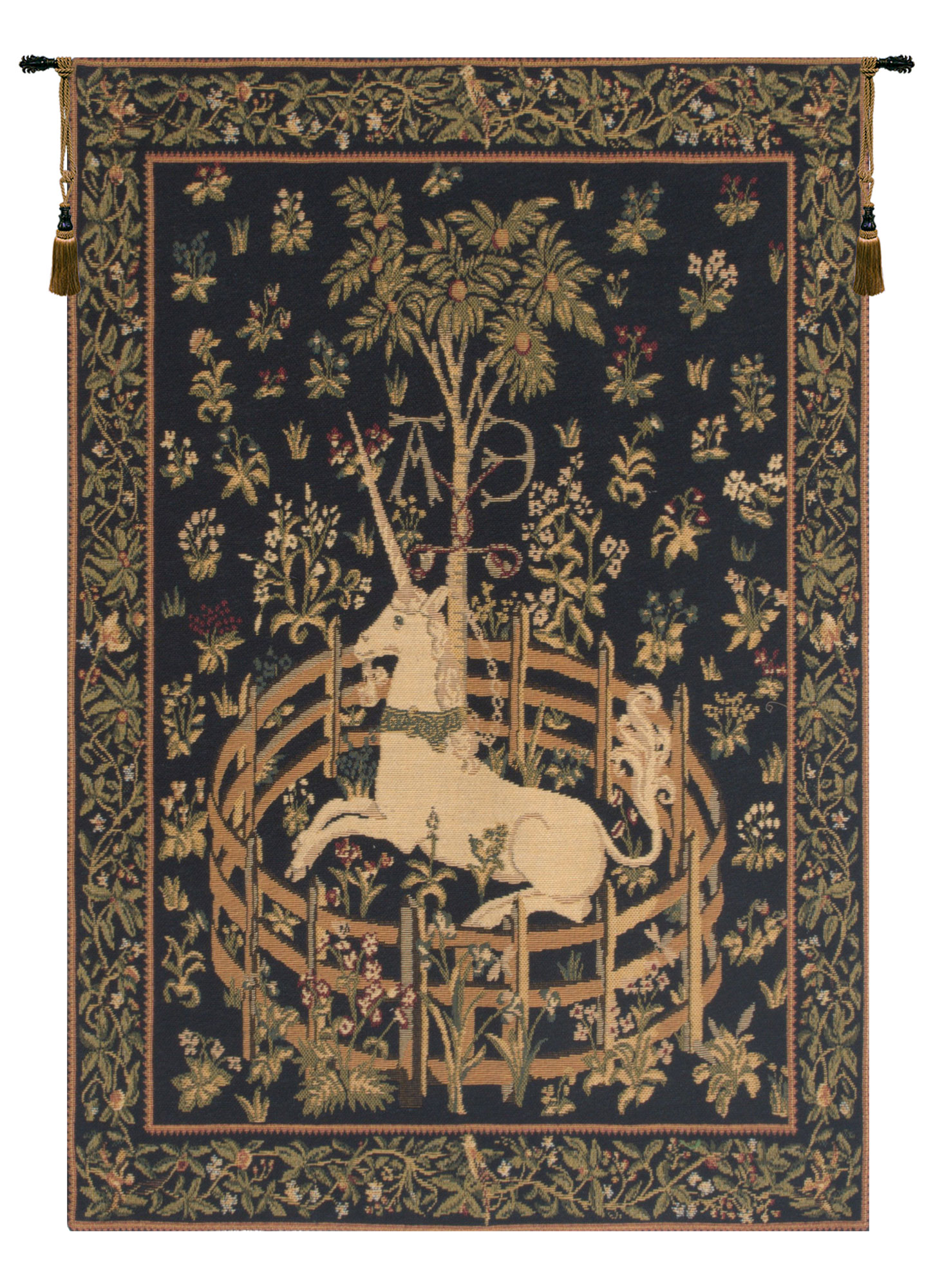 Unicorn in Captivity European Tapestry Wall Hanging 25x18